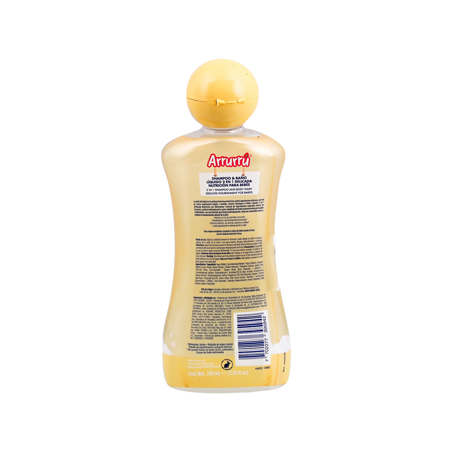 Shampoo Infantil Y Baño Seco  2 en 1 ARRURRÚ 220 Ml