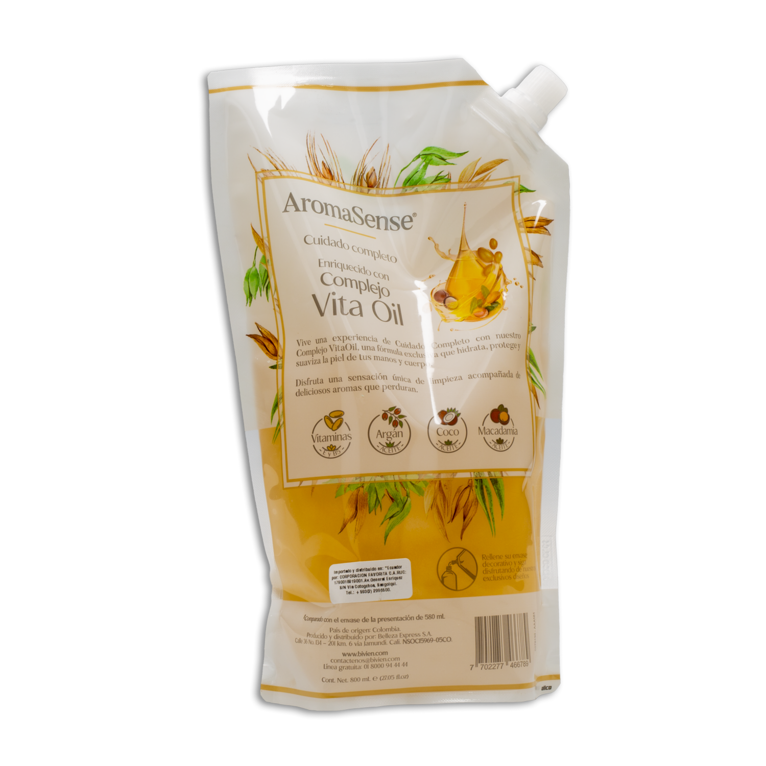 Jabón Cremoso De Avena Para Cuerpo Y Manos AROMAESENSE 800 Ml