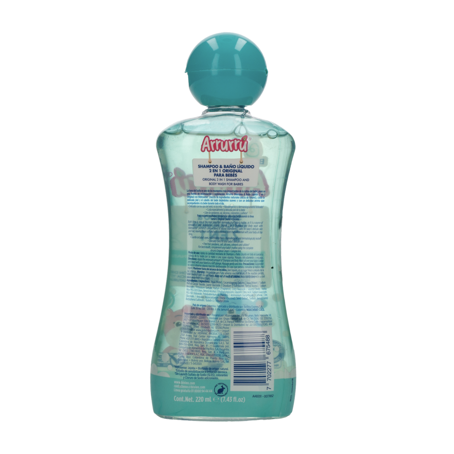 Shampoo Y Baño Líquido 2 En 1 Original ARRURRÚ 220 Ml