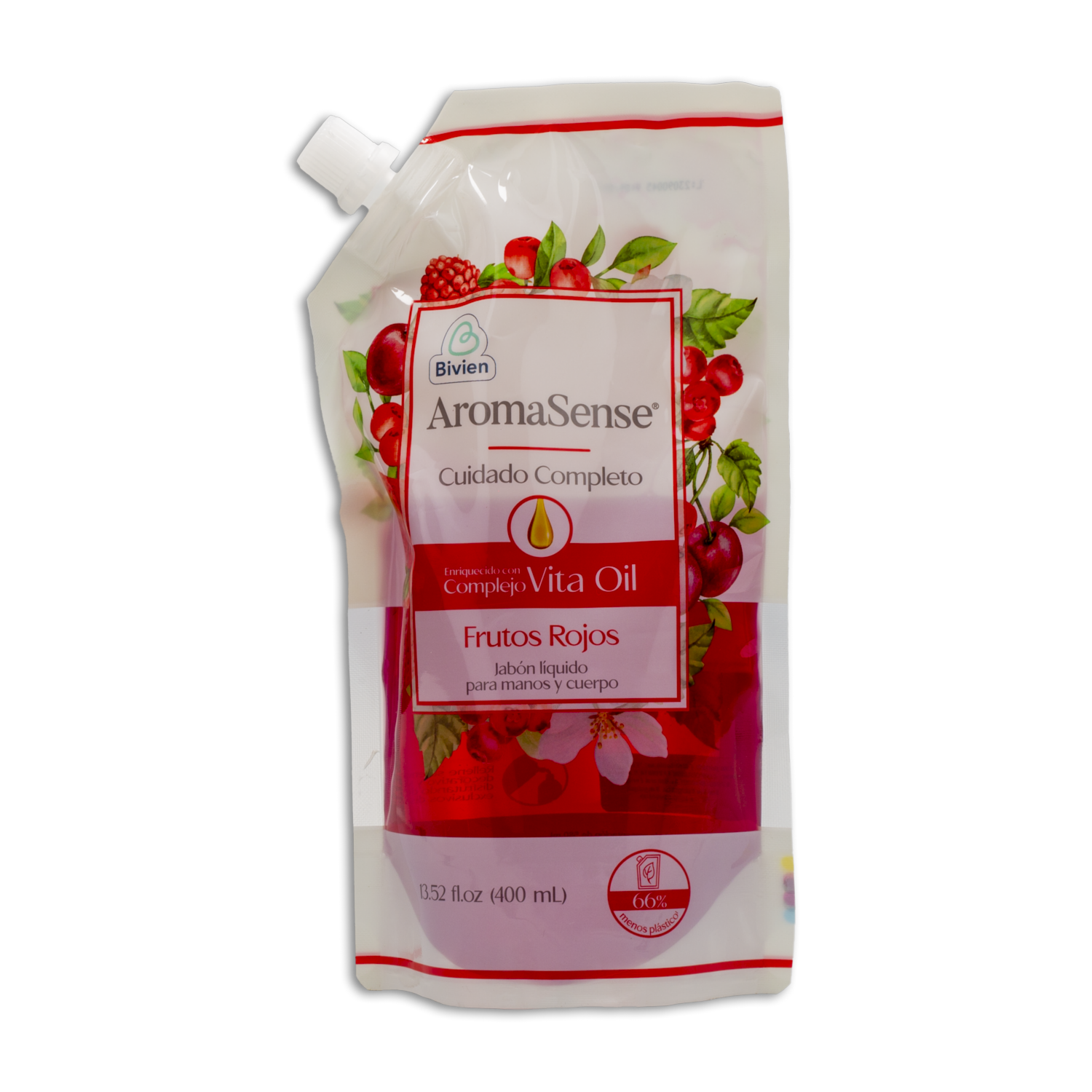 Jabón Cremoso De Frutos Rojos Para Cuerpo Y Manos AROMAESENSE 400 Ml
