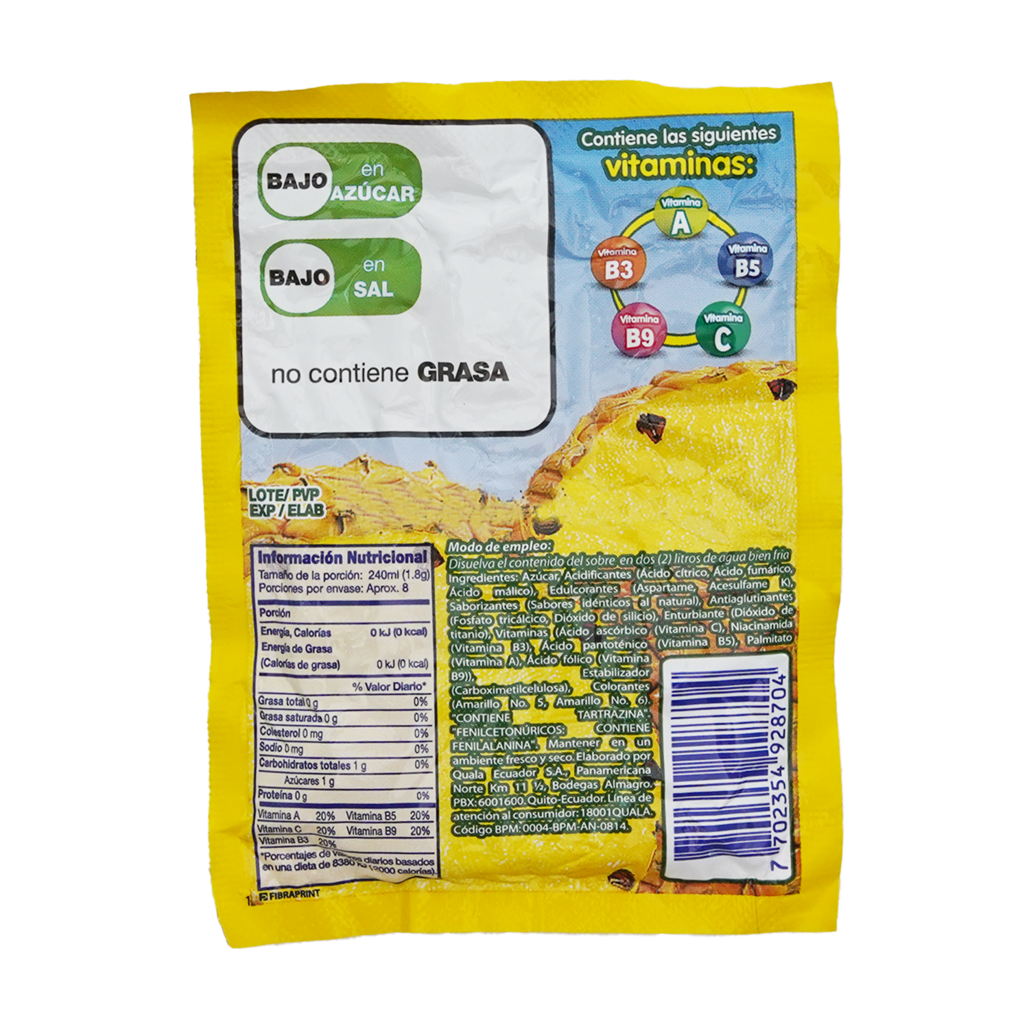 Jugo En Polvo Sabor A Piña YA 15 G