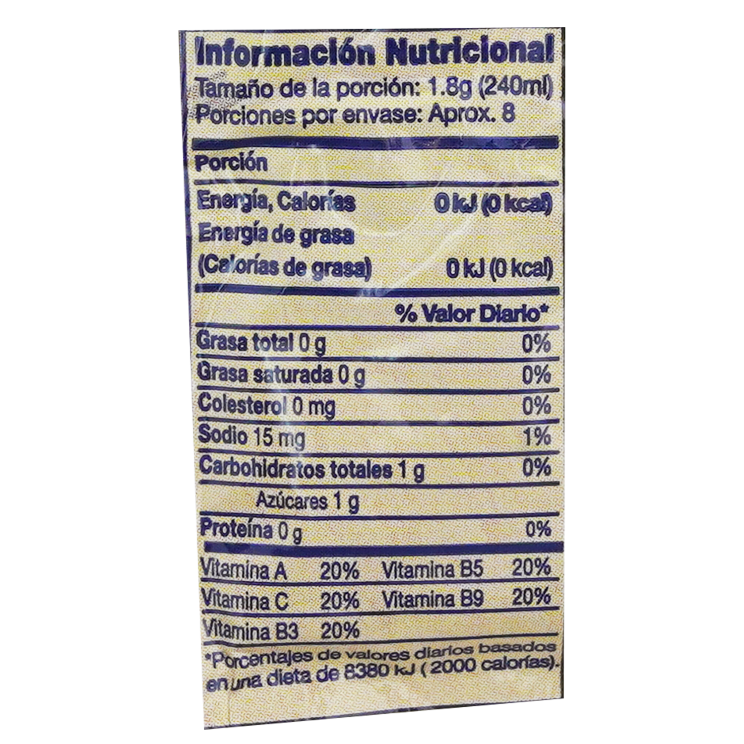 Jugo Concentrado En Polvo Sabor A Mango YA 15 G