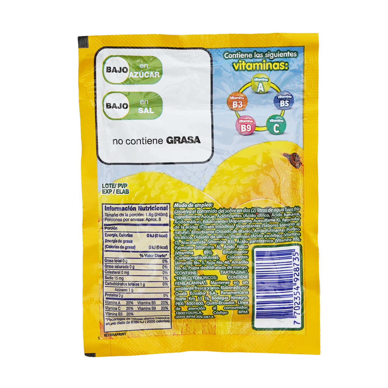 Jugo Concentrado En Polvo Sabor A Mango YA 15 G