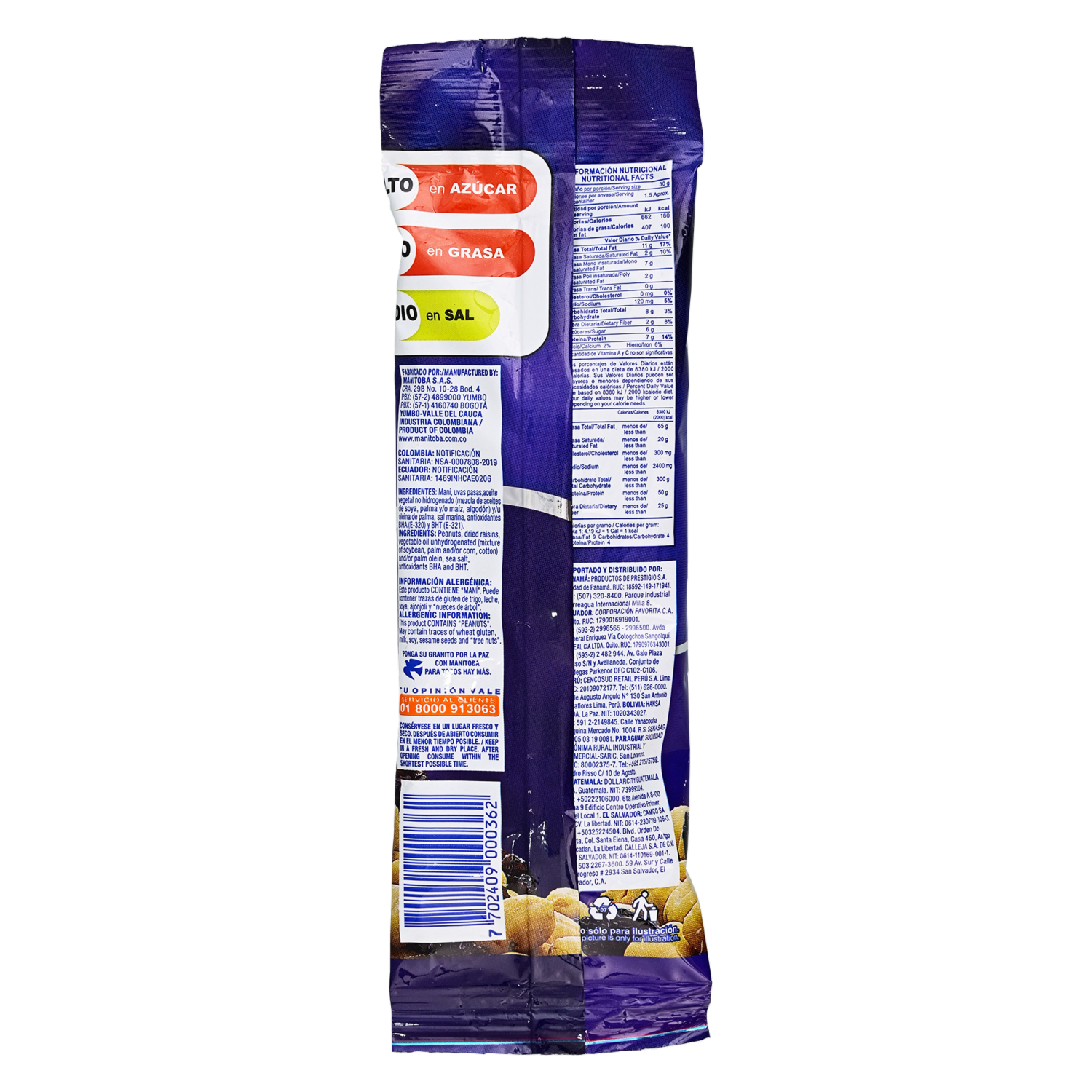 Maní Con Pasas MANITOBA 50 G