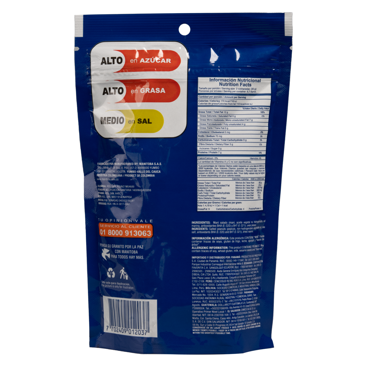 Maní De Sal Con Pasas MANITOBA 200 g