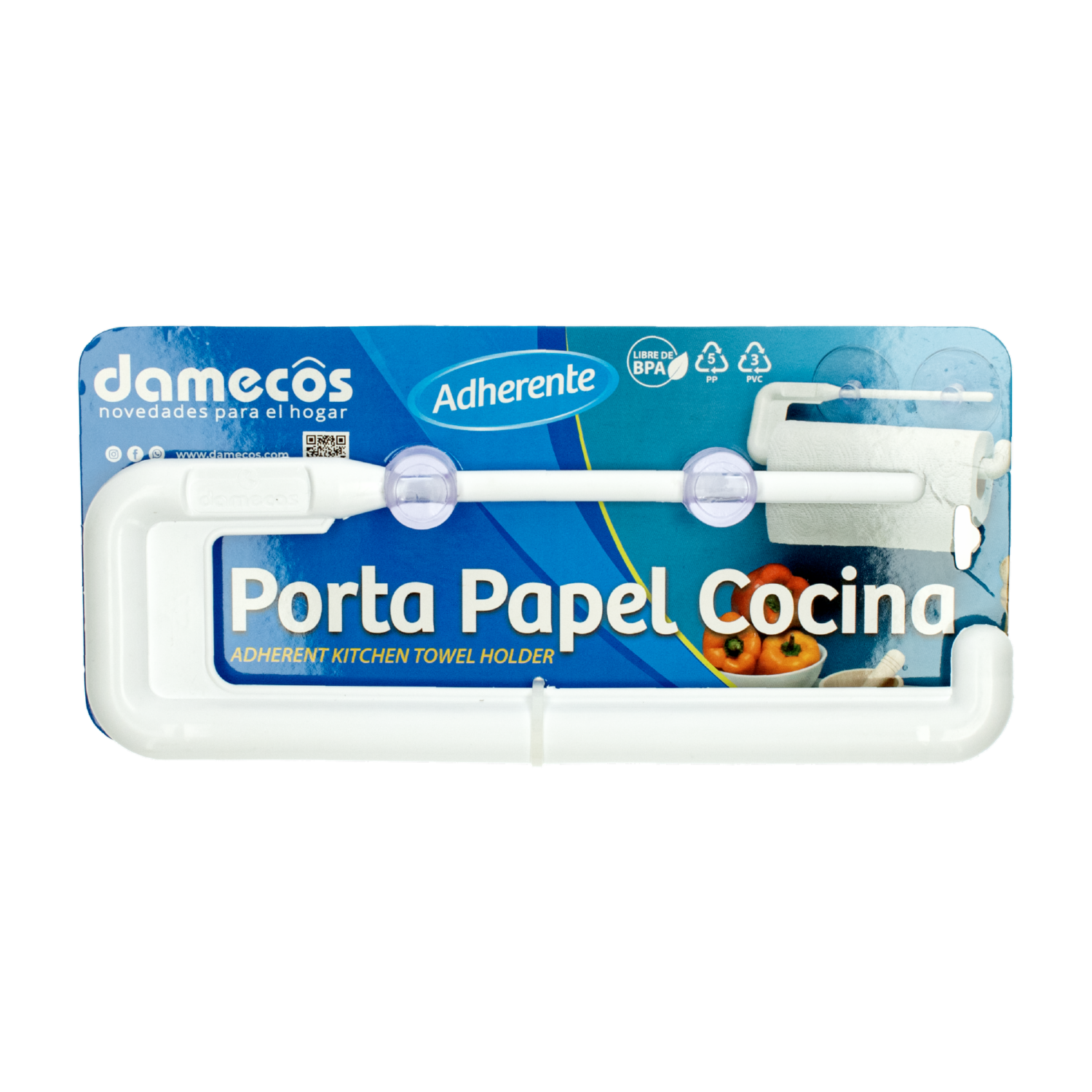 Porta Papel Cocina Adherente DAMECOS Unidad
