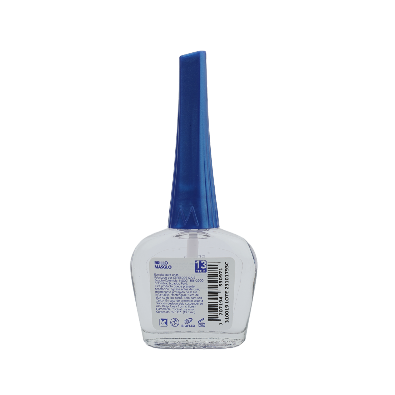 Esmalte De Uñas Brillo Sin Color MASGLO 13.5 Ml