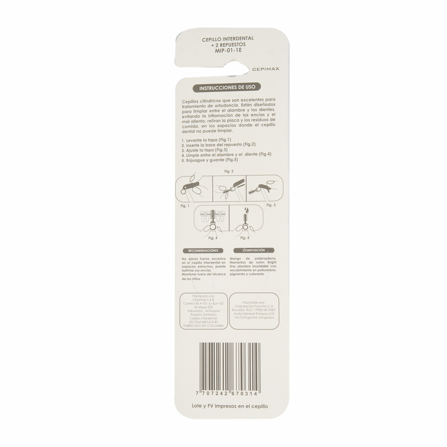 Cepillo Interdental Medio +2 Repuestos CEPIMAX Unidad