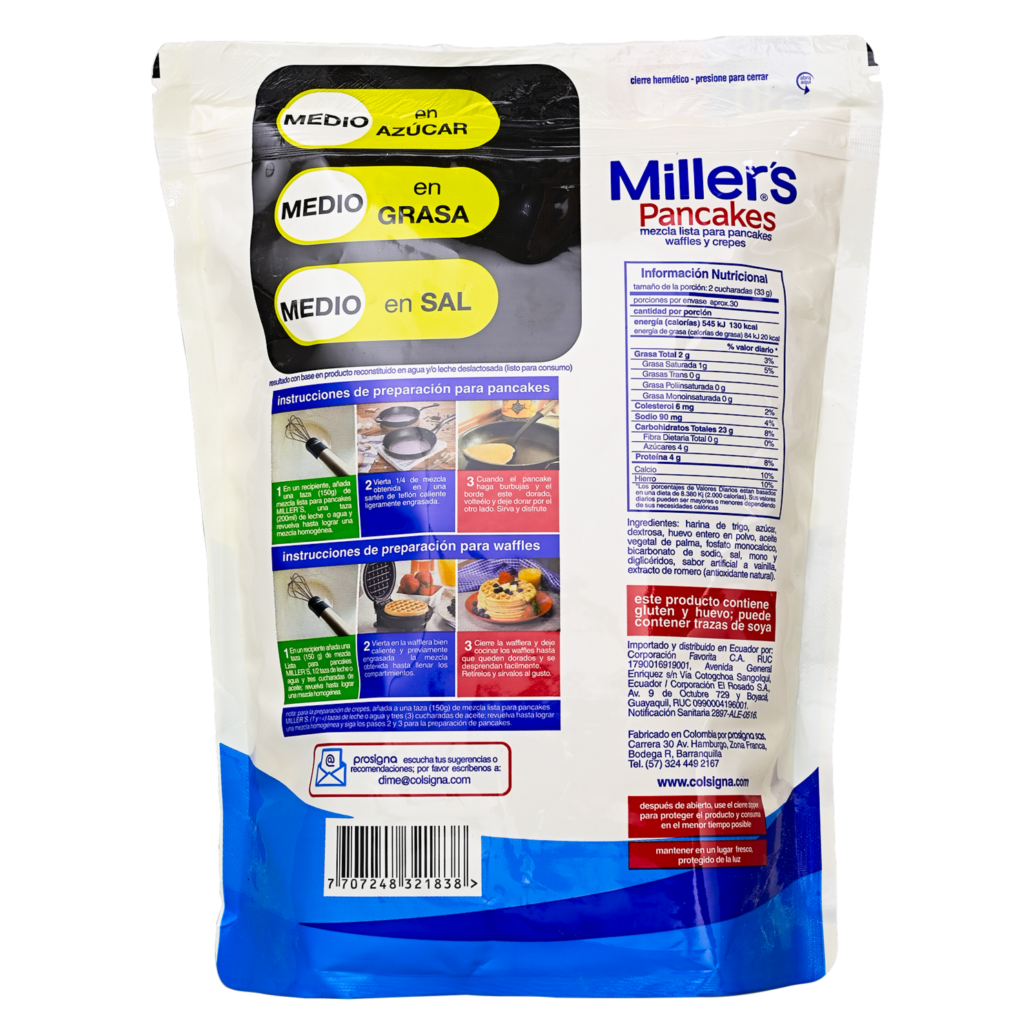 Premezcla Para Pancakes Libre De Grasas Trans MILLER’S 1000 G