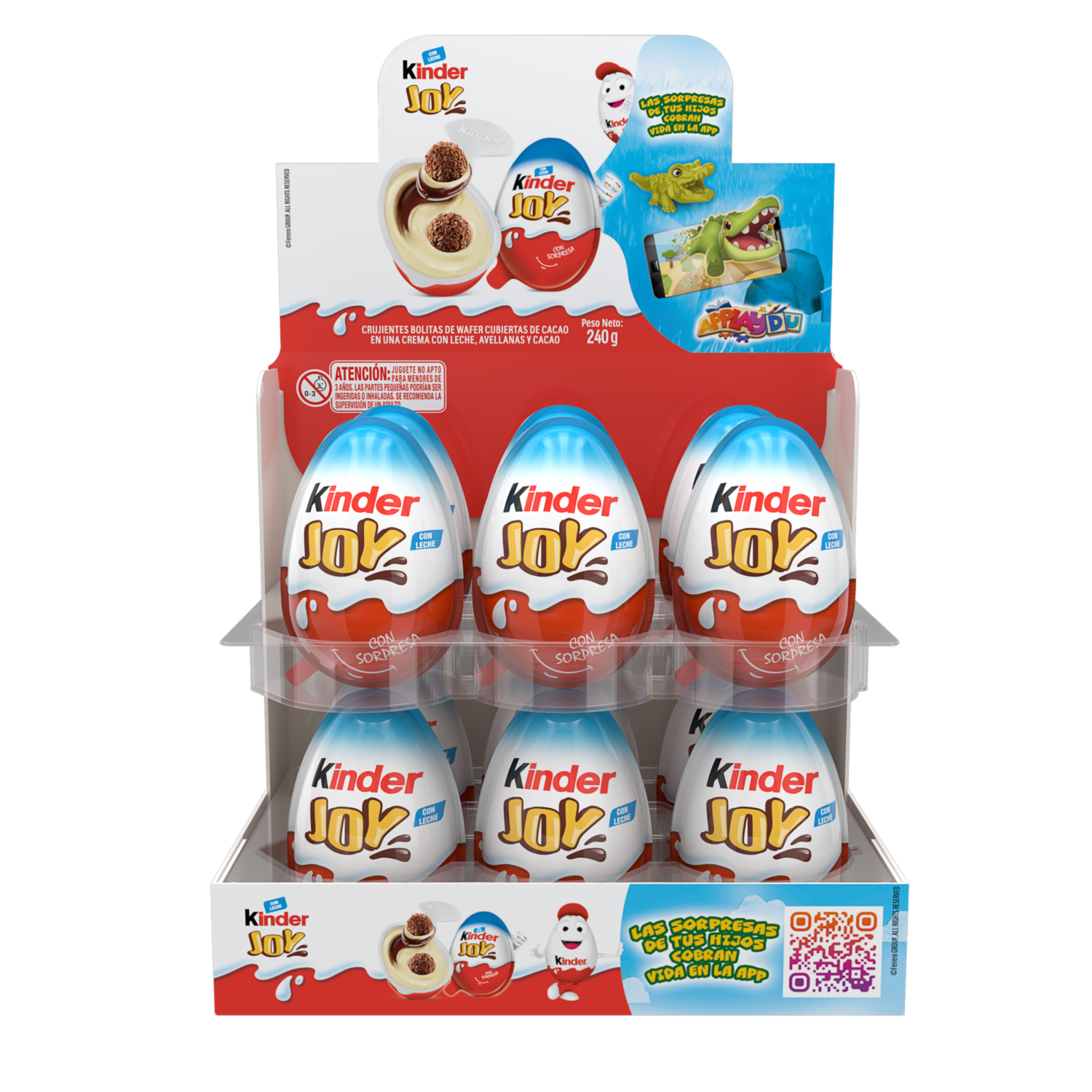 Huevo Sorpresa Azul De Leche Y Avellanas Con Bolitas Waffer KINDER JOY 12 X 20 G