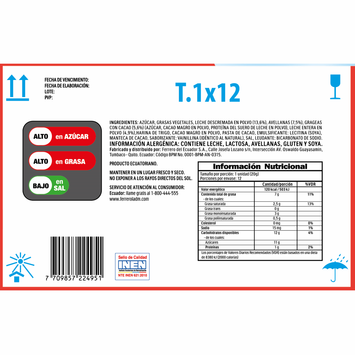 Huevo Sorpresa Azul De Leche Y Avellanas Con Bolitas Waffer KINDER JOY 12 X 20 G