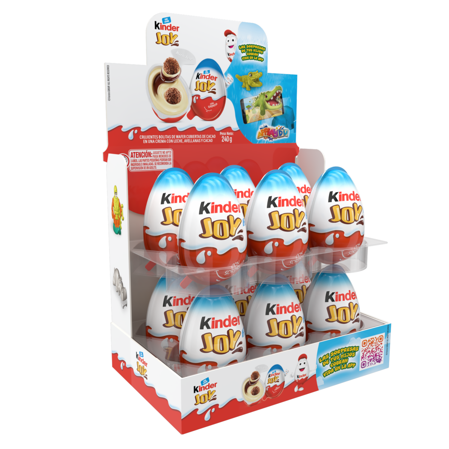 Huevo Sorpresa Azul De Leche Y Avellanas Con Bolitas Waffer KINDER JOY 12 X 20 G