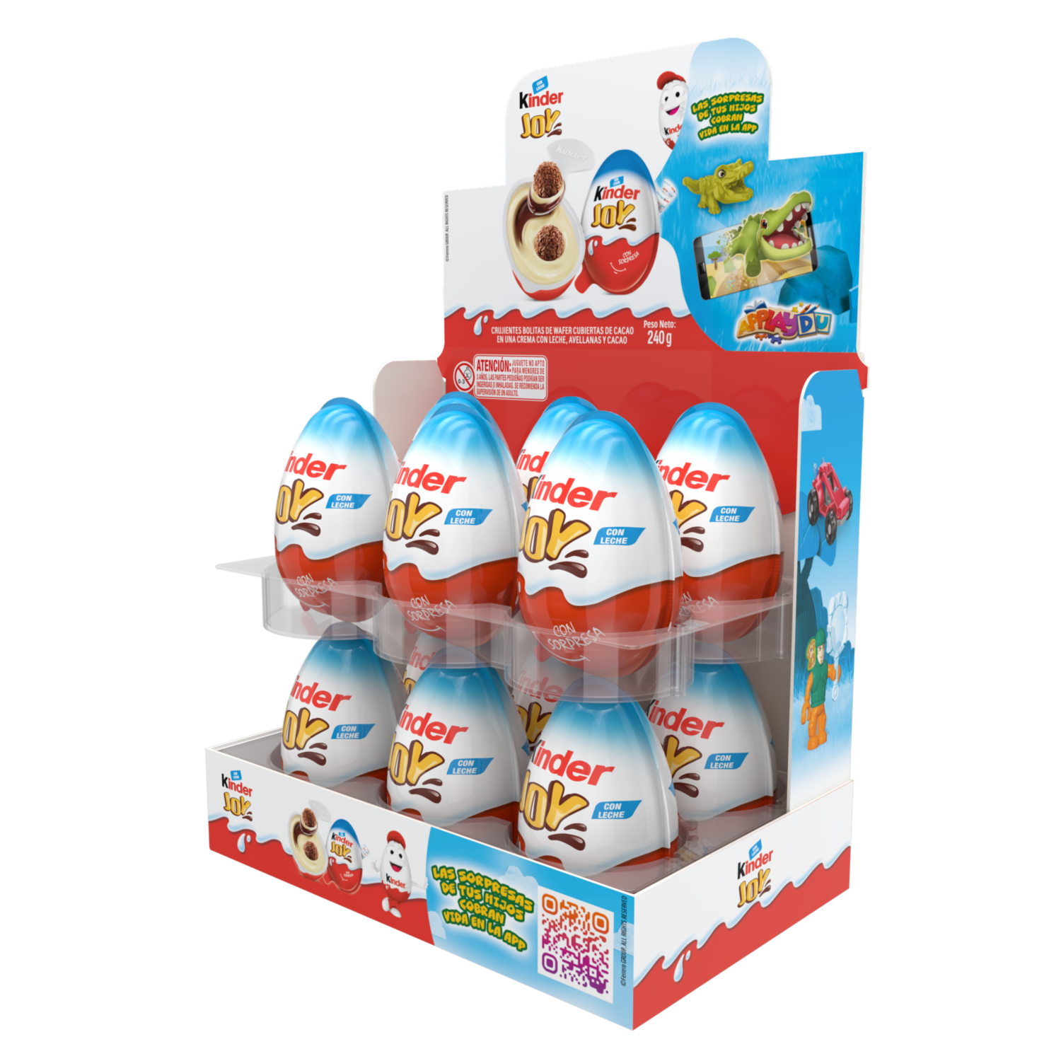 Huevo Sorpresa Azul De Leche Y Avellanas Con Bolitas Waffer KINDER JOY 12 X 20 G