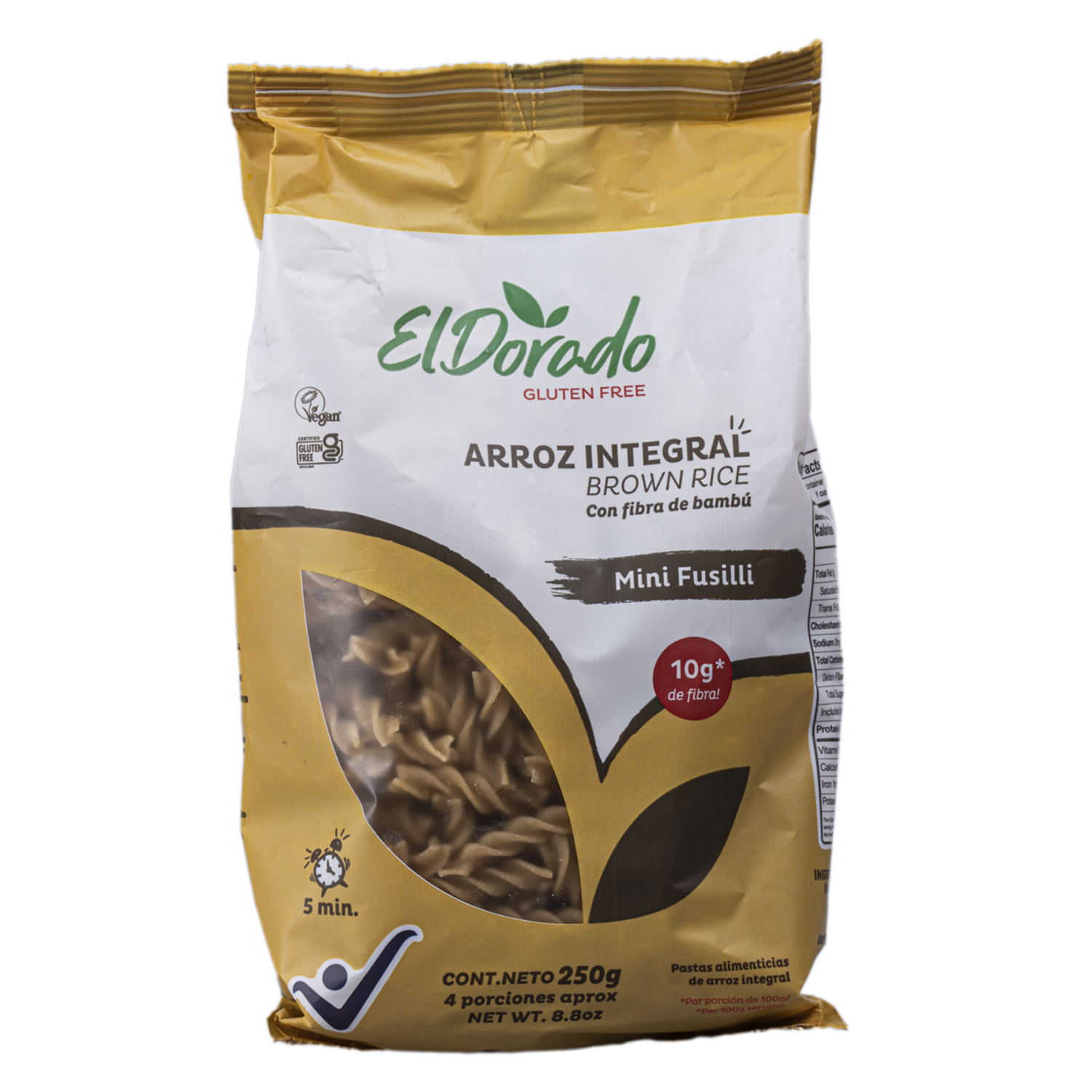 Mini Pasta Fusilli Integral EL DORADO 250   G