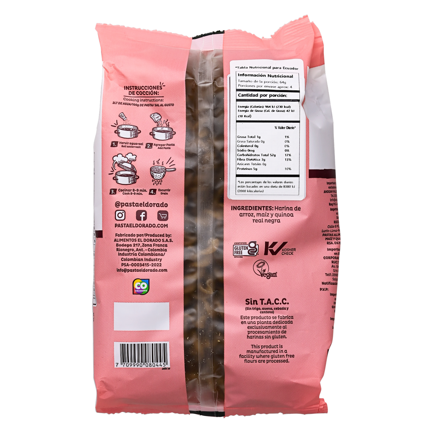 Pasta De Quinoa Real Fusilli EL DORADO 250   G