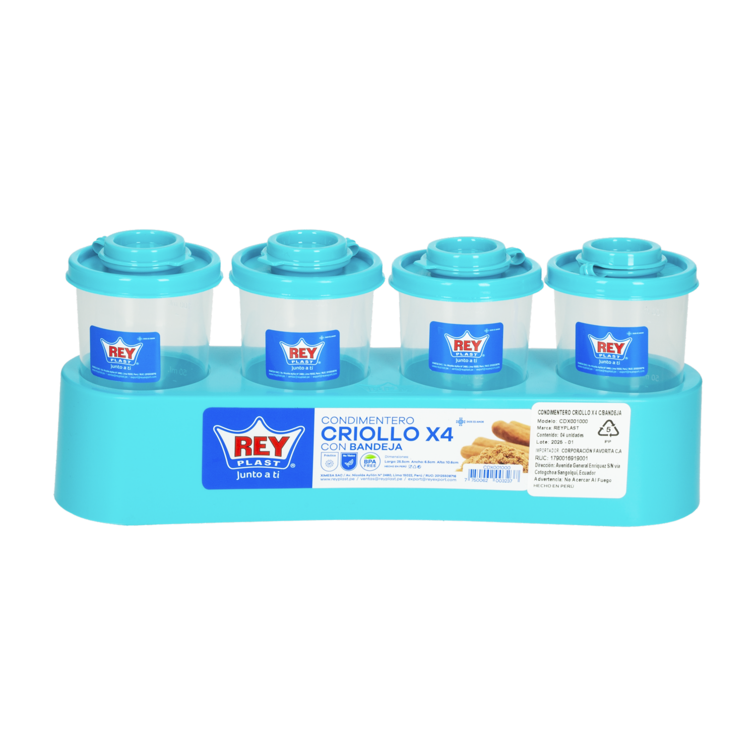 Set Condimenteros Criollos Con Bandeja REY x 4 Piezas