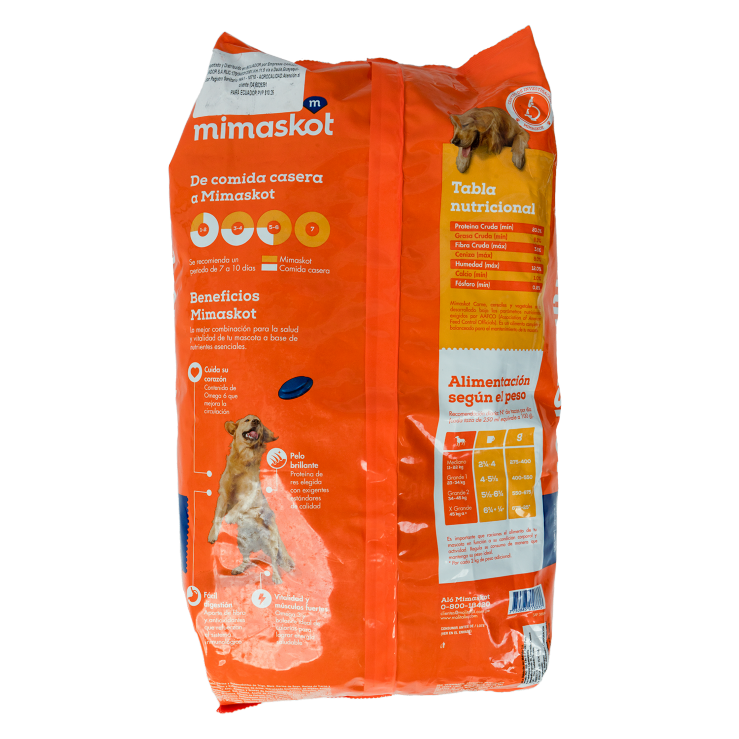 Alimento Para Perros Carne Cereales Y Vegetales Razas Medianas Y Grandes MIMASKOT 4 Kg