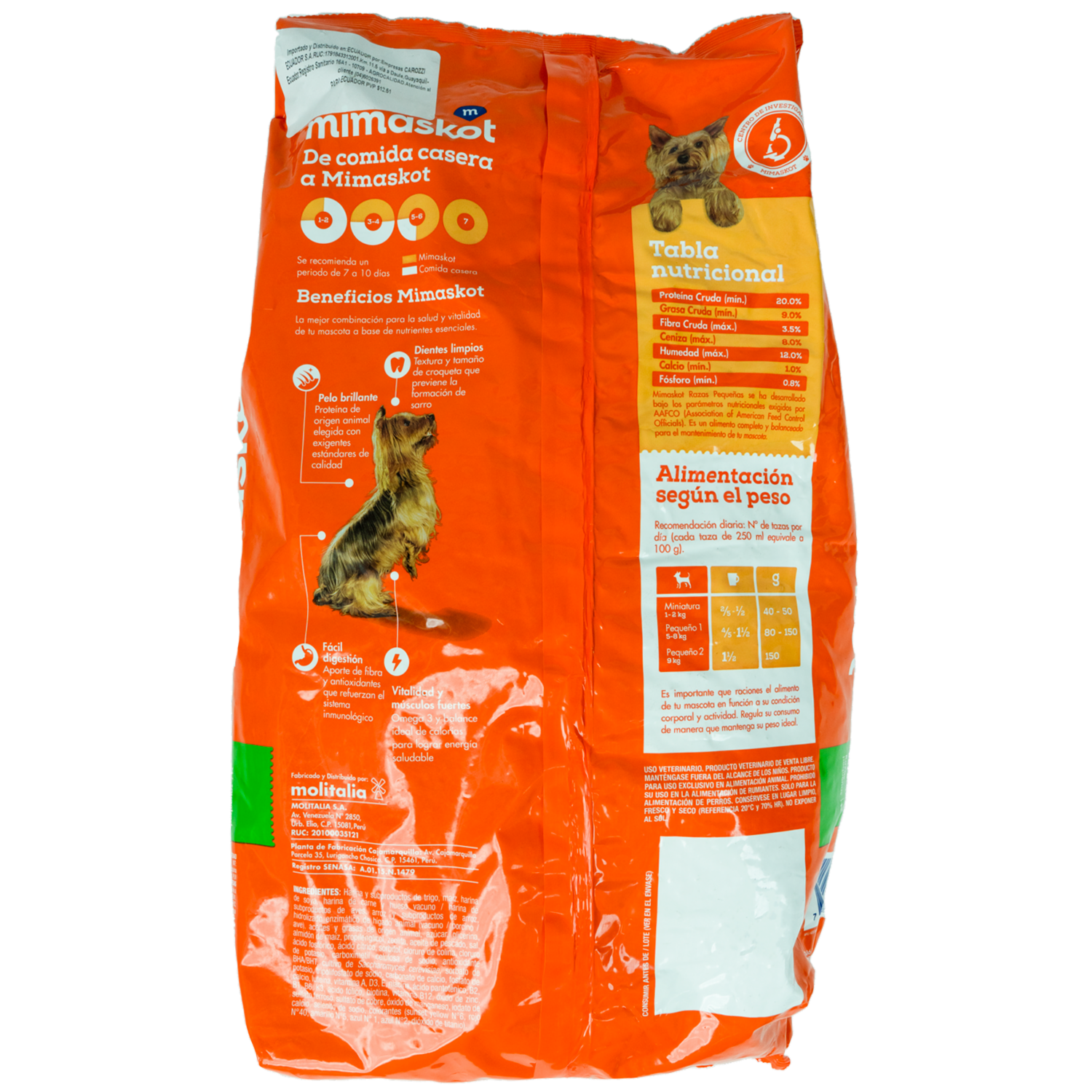 Alimento Para Perros Sabor A Carne Raza Pequeña MIMASKOT 4 Kg