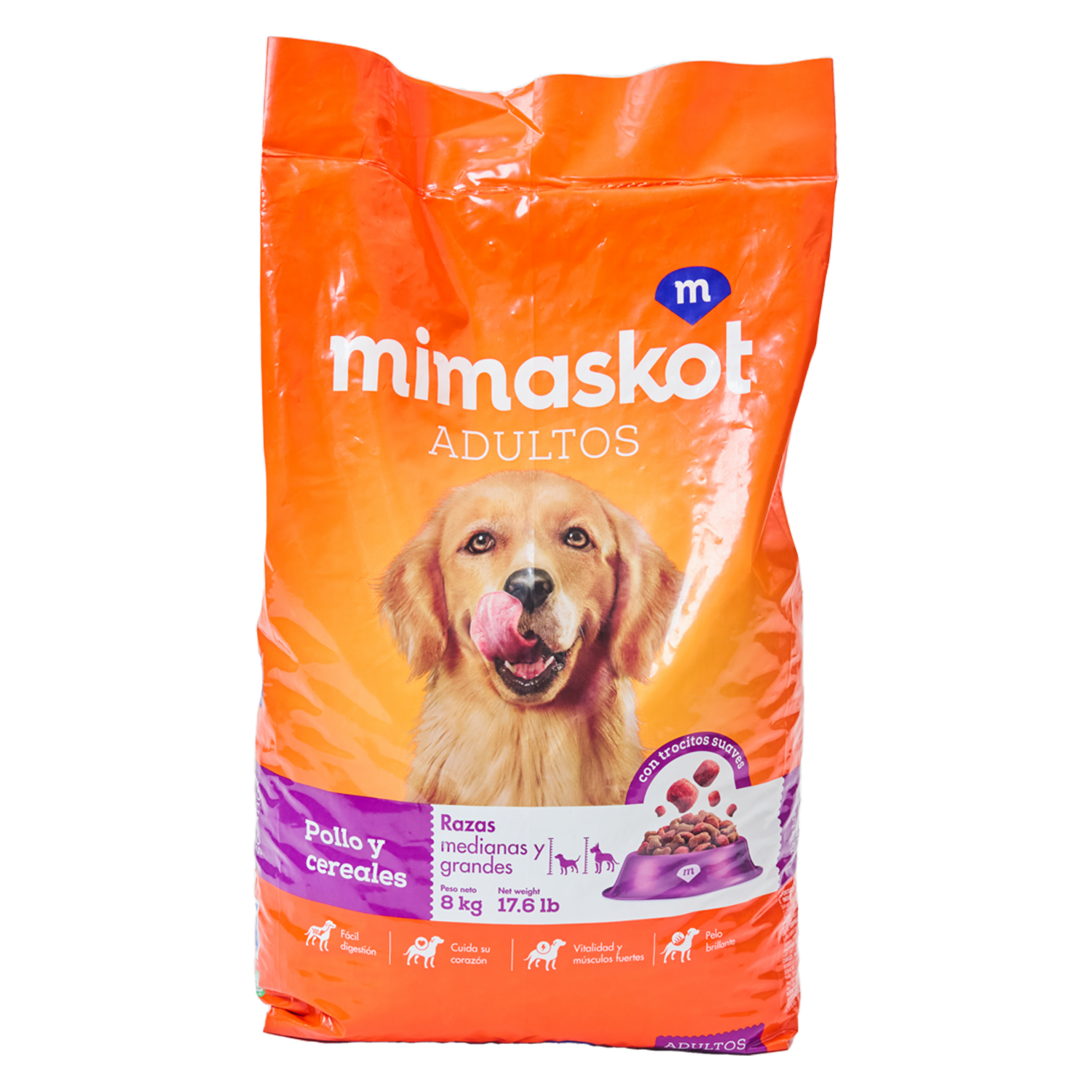 Alimento Para Perros Adulto Raza Medina Grande Pollo Y Cereales MIMASKOT 8 Kg