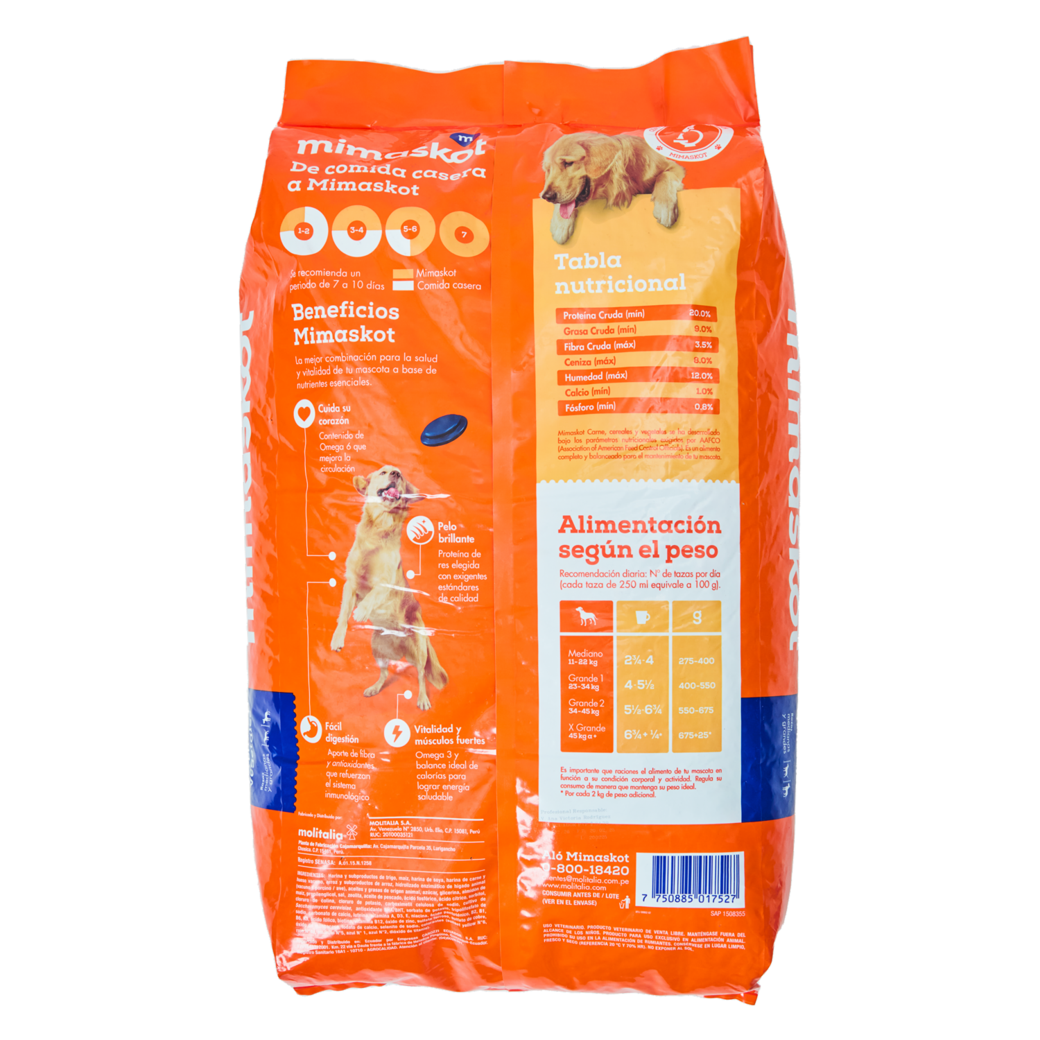 Alimento Para Perros Carne Cereales Y Vegetales MIMASKOT 15 Kg