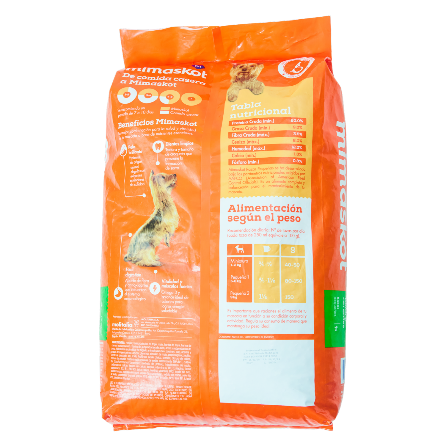 Alimento Para Perros Carne Pollo Y Cereales Razas Pequeñas MIMASKOT 15 Kg