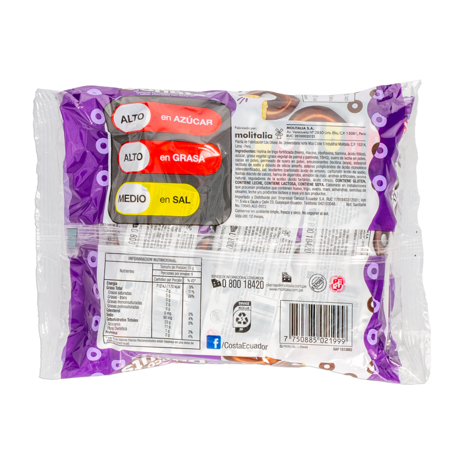 Galletas Dulces Recubiertas CHOCO DONUTS 198 G