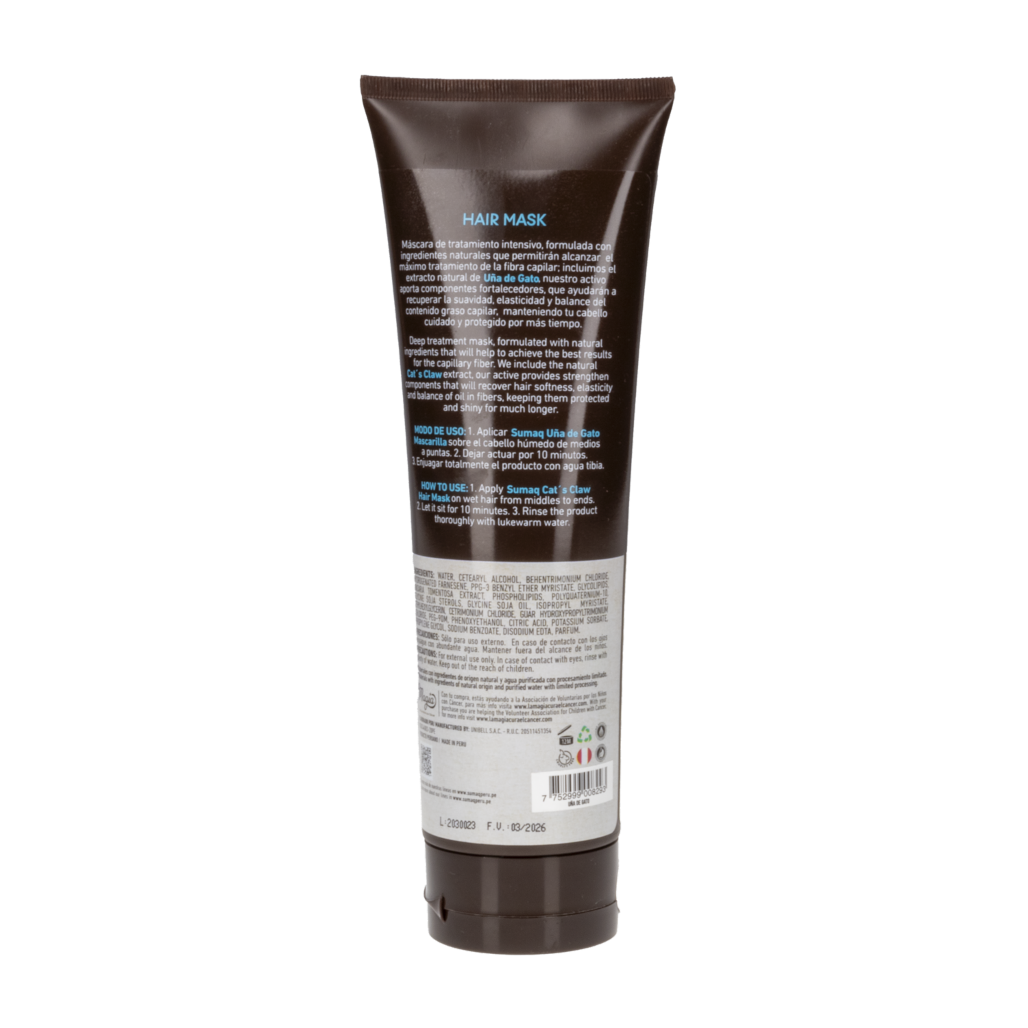 Mascara Capilar Con Uña De Gato Para Cabellos Grasos SUMAQ 250 G