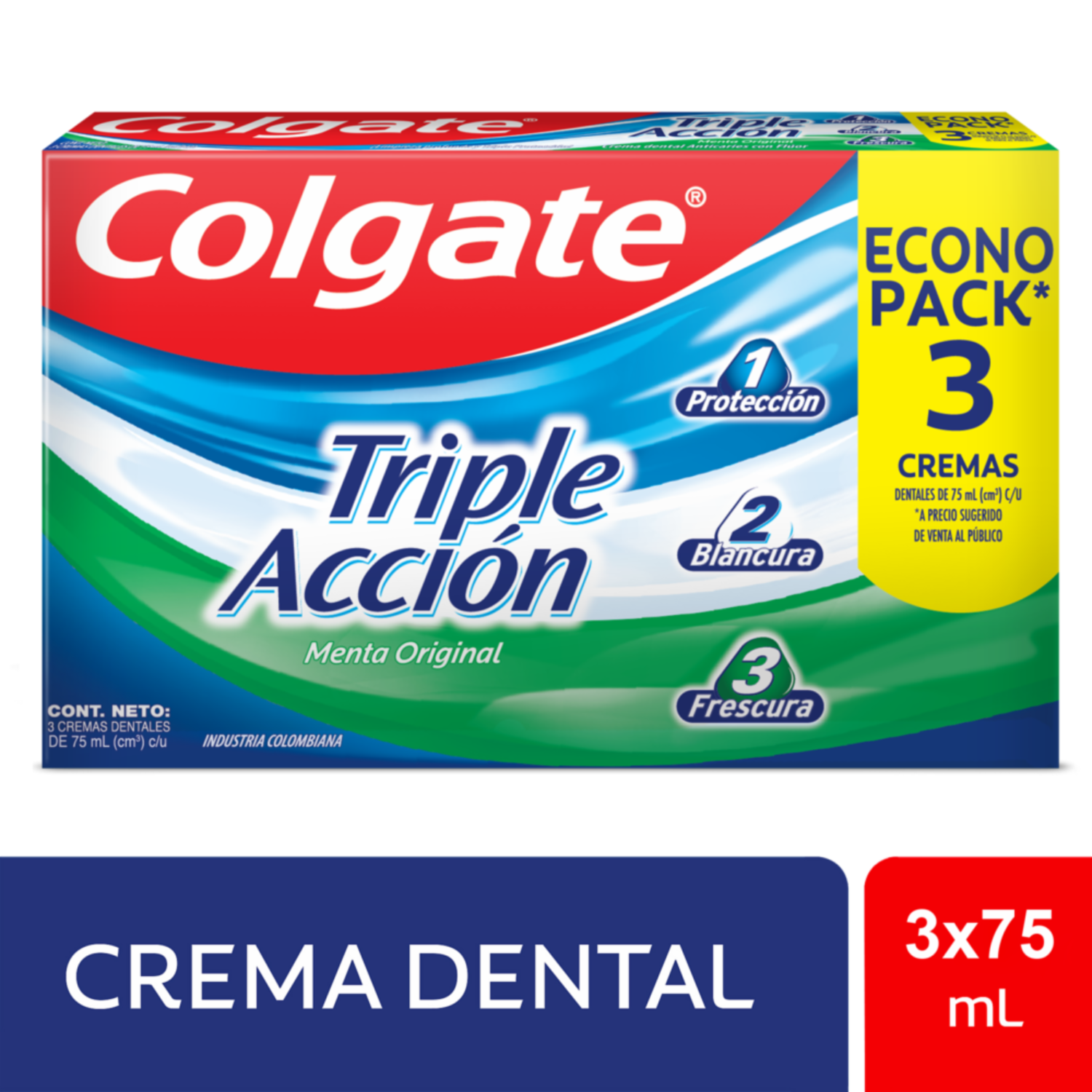 Pasta Dental Triple Acción COLGATE 3X75 Ml