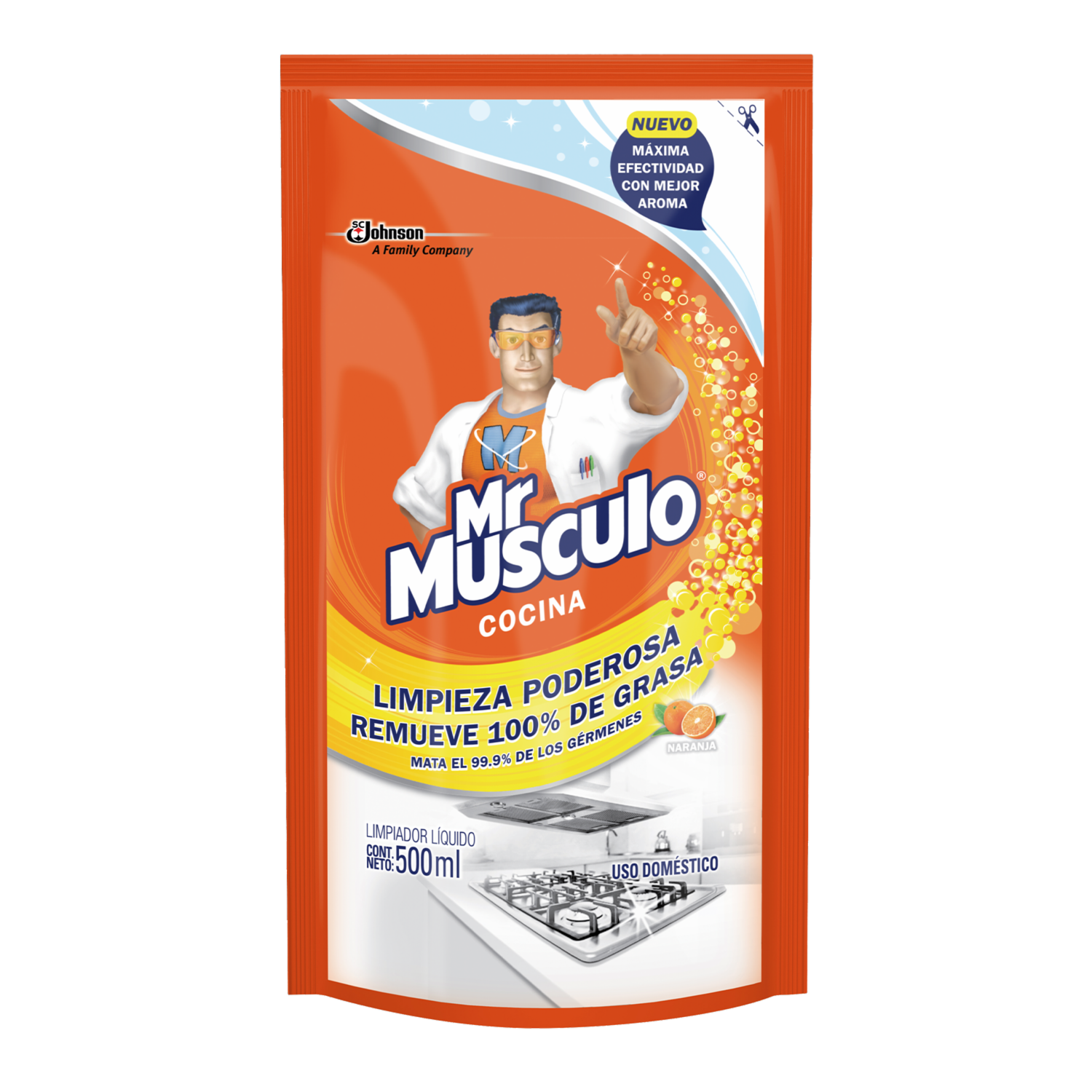 Limpiador Doy pack Naranja Para Cocina MR.MUSCULO 500 Ml