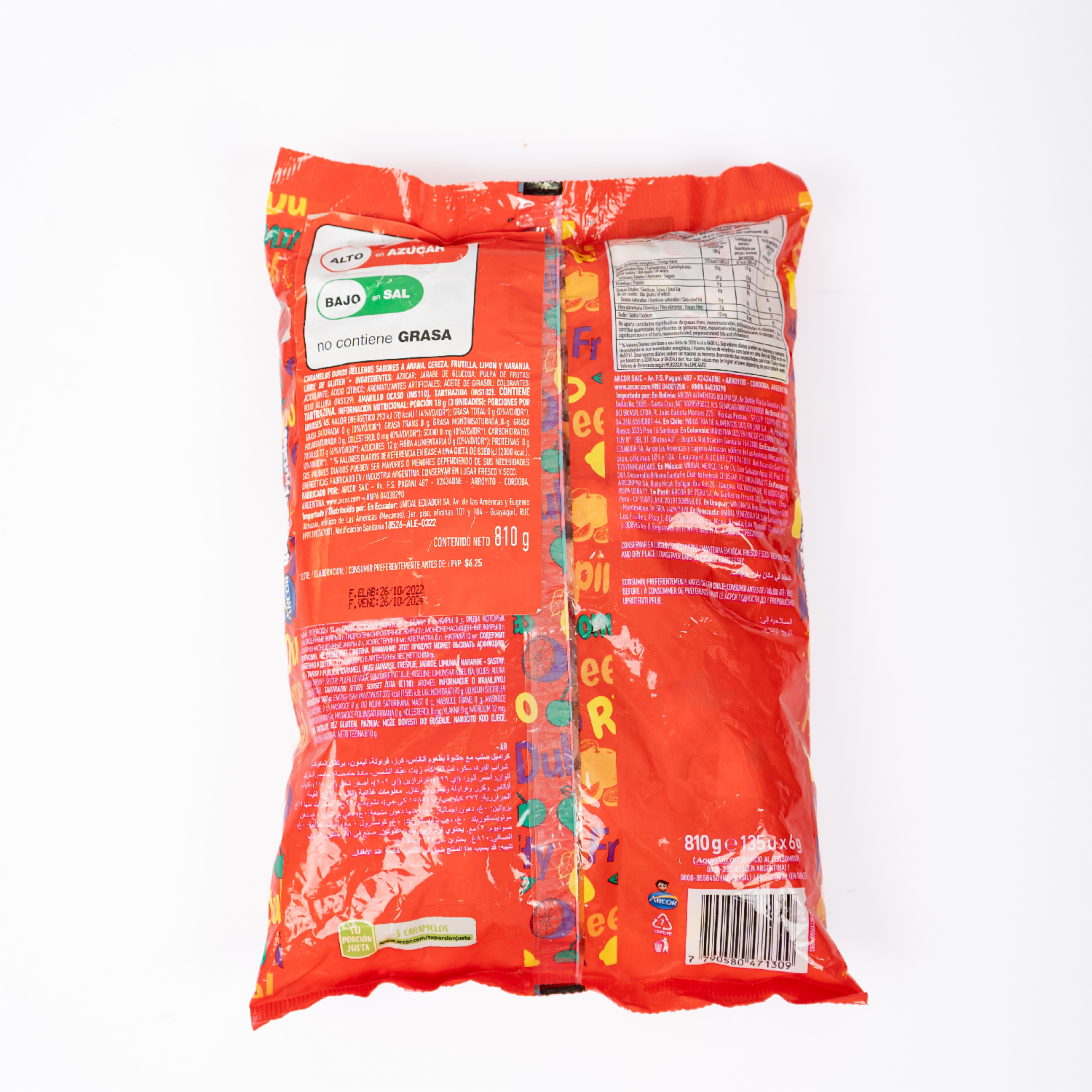 Caramelos Rellenos Frutales ARCOR 810 G