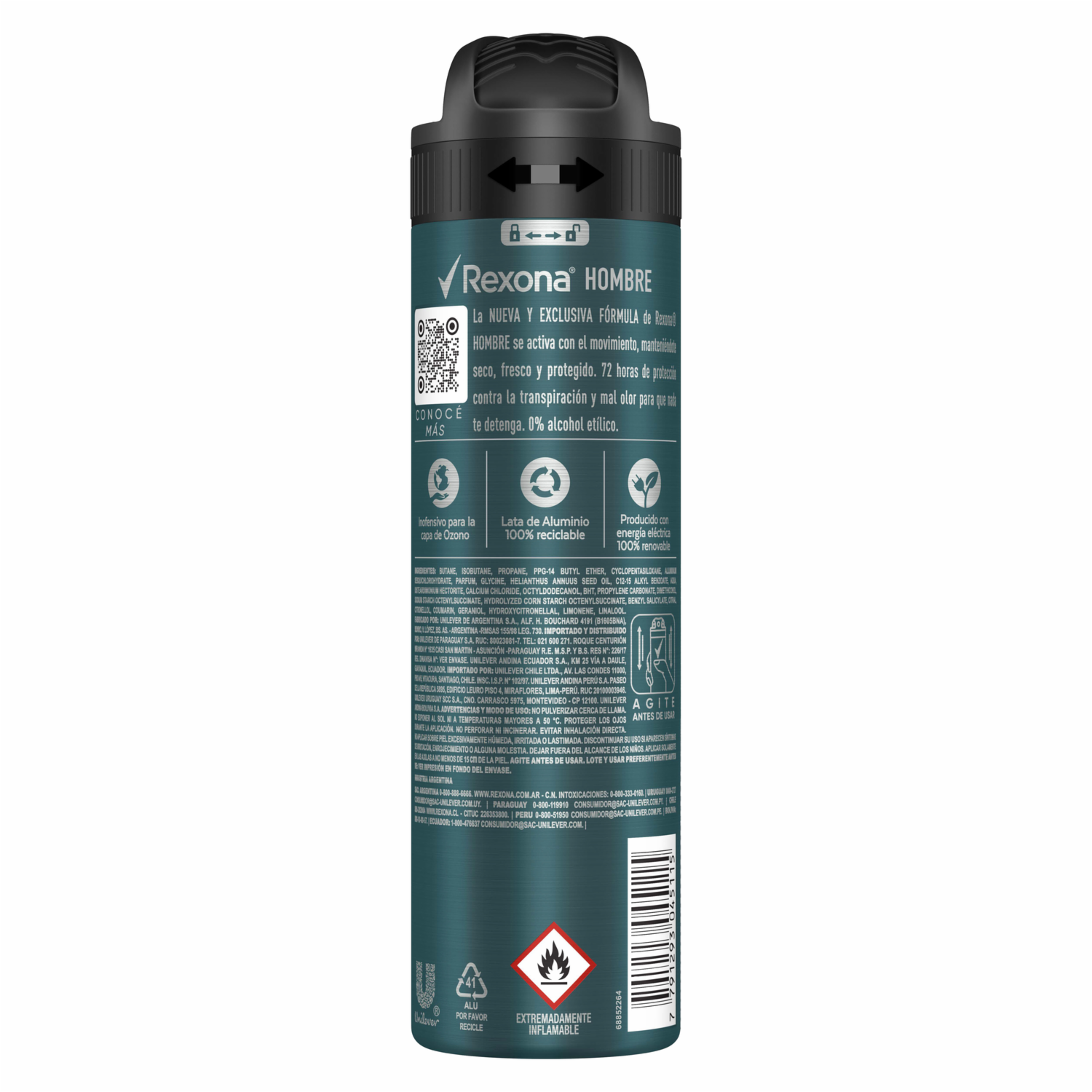Desodorante En Aerosol Antitranspirante 72h Activado Por El Movimiento REXONA 150 Ml