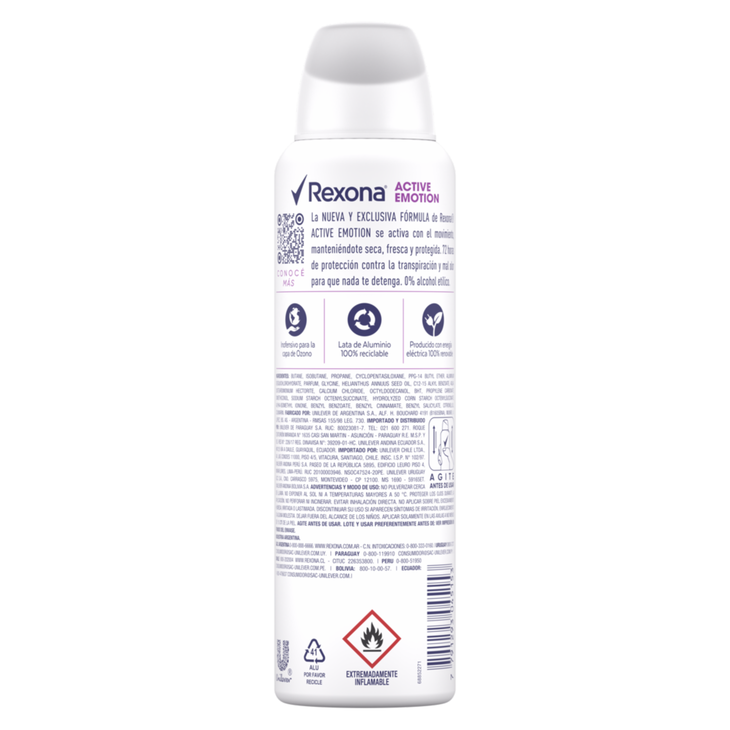Desodorante En Aerosol Para Dama Active Emotion REXONA 150 Ml