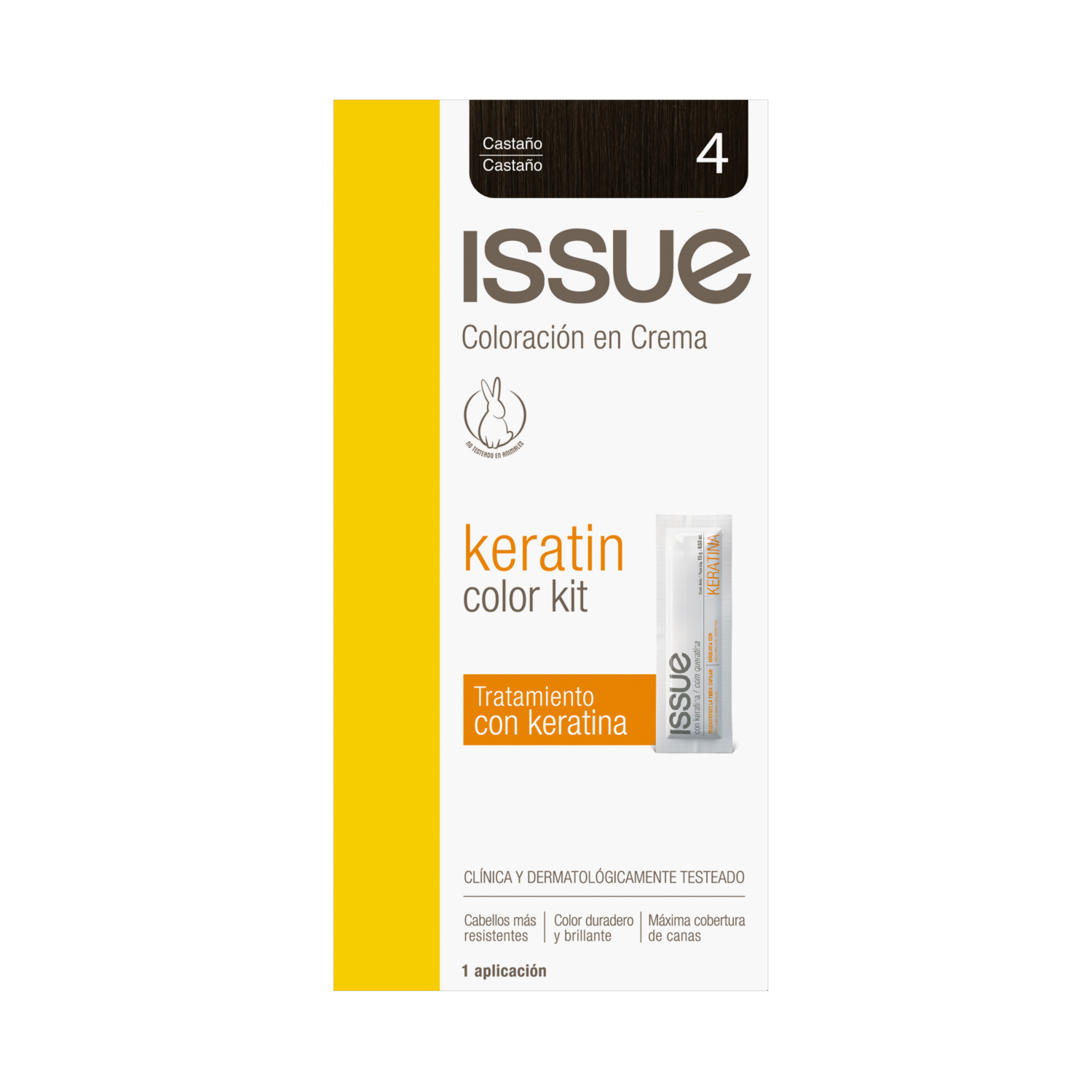 Tinte De Cabello Keratin Color N° 4 Castaño ISSUE 1 Kit