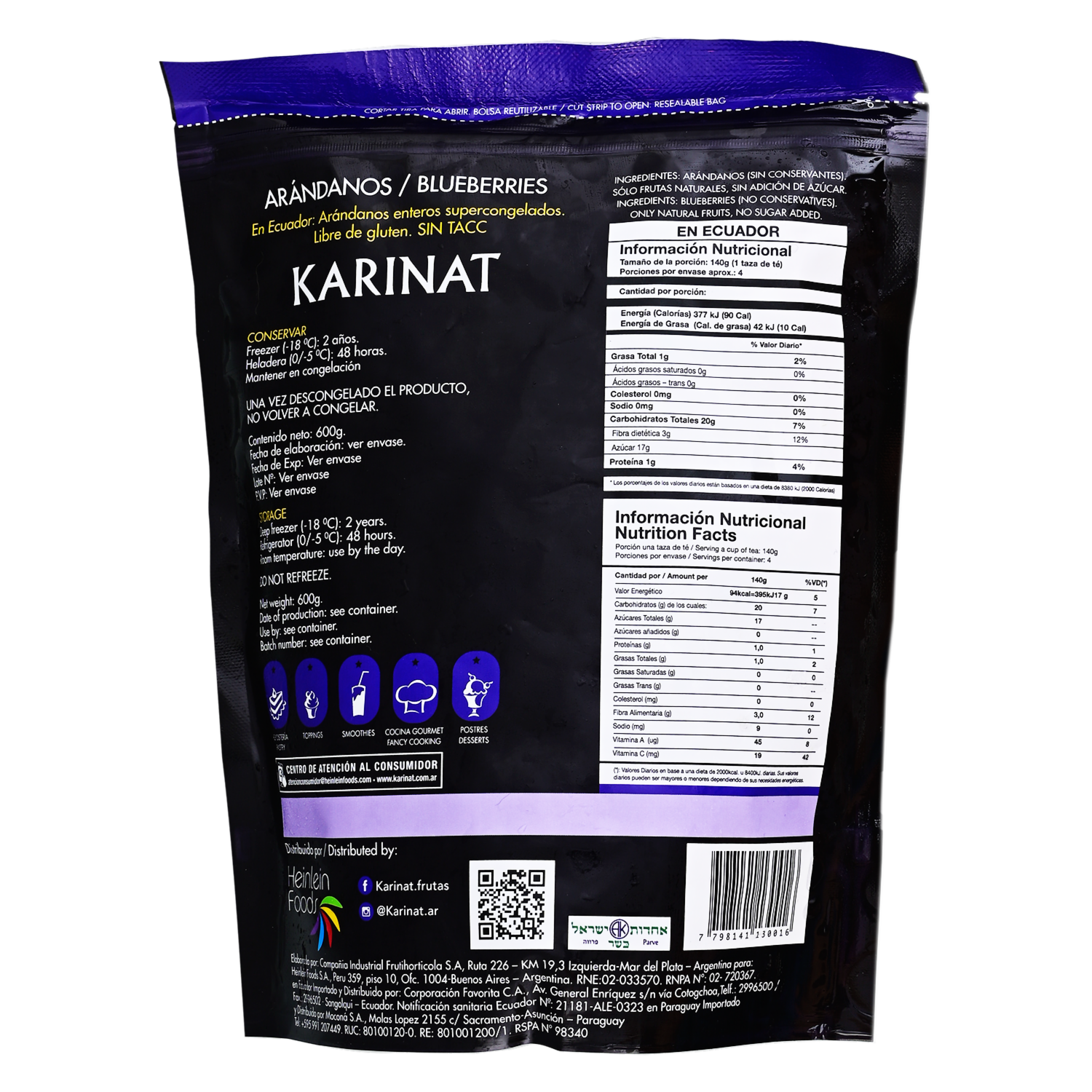 Arándanos Congelados KARINAT 600 G
