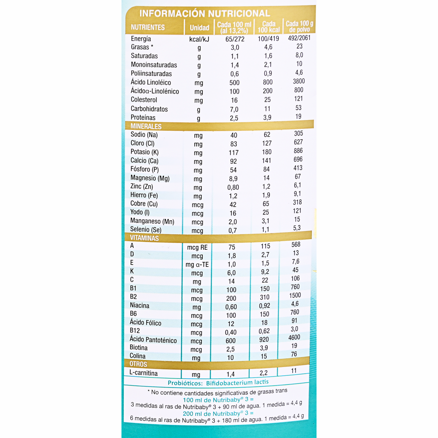 Complemento Infantil Premium Etapa 3 NUTRIBABY 900 G