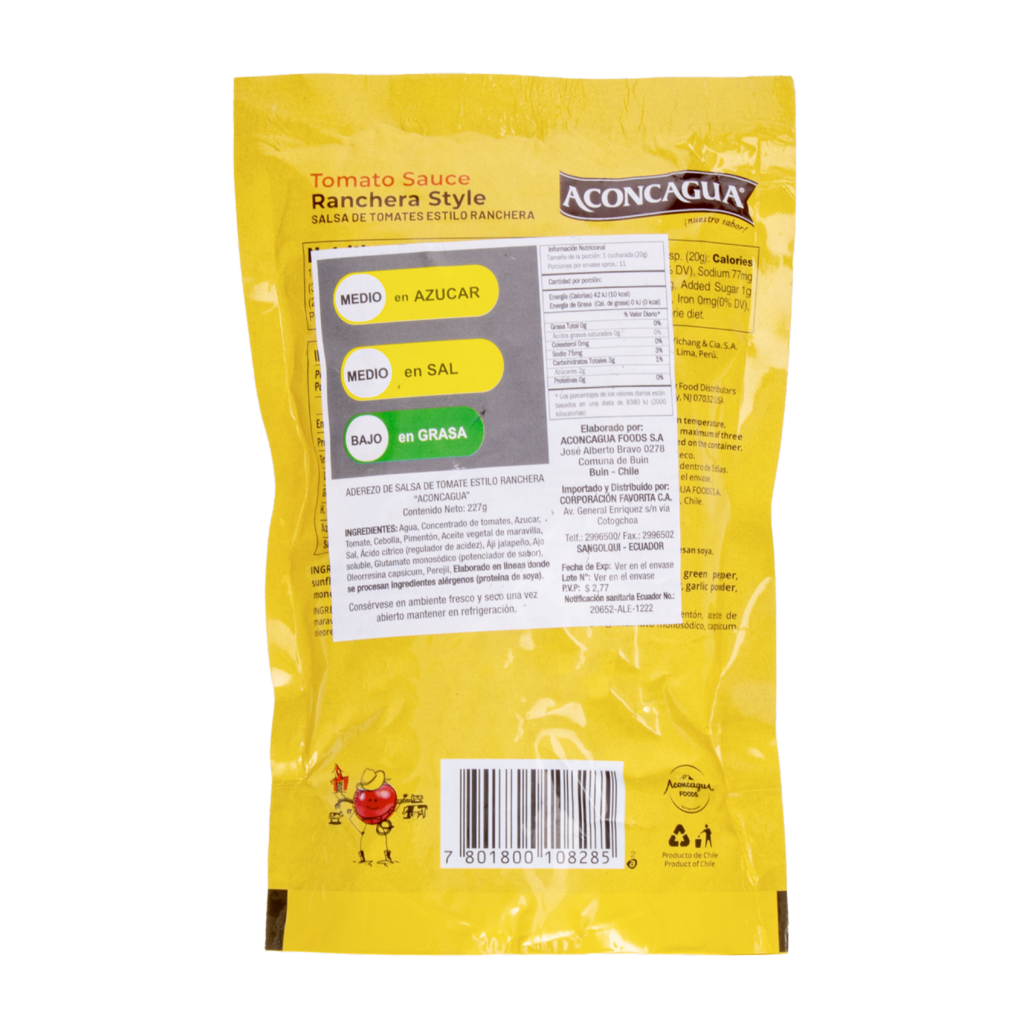 Salsa De Tomate Estilo Ranchera ACONCAGUA 227 G