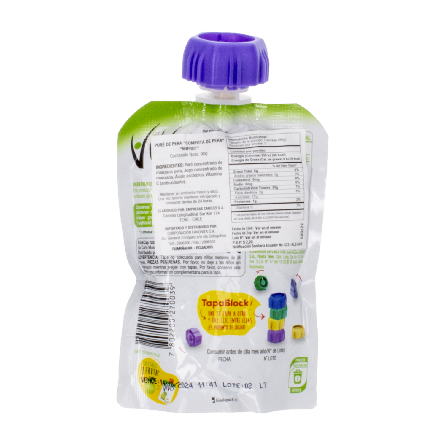 Compota Mifrut Sabor A Pera VIVO 90 G