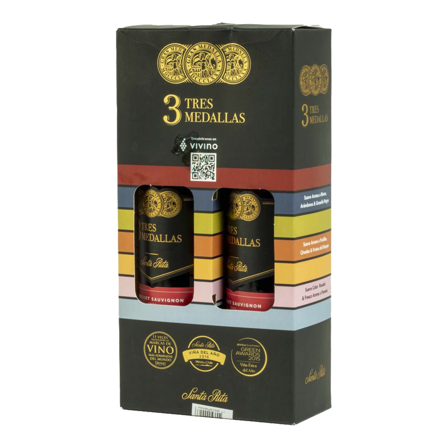Vino Tinto Tres Medallas Cabernet Sauvignon SANTA RITA Pack 2 X 750 Ml