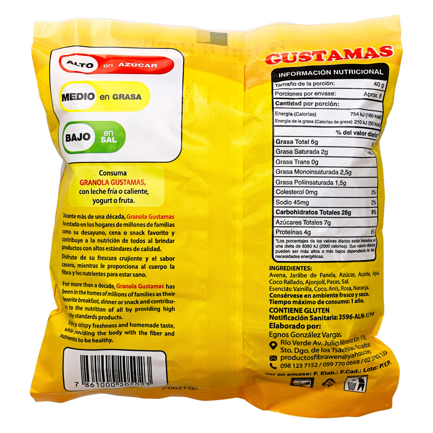 Granola Con Pasas GUSTAMAS 250 g