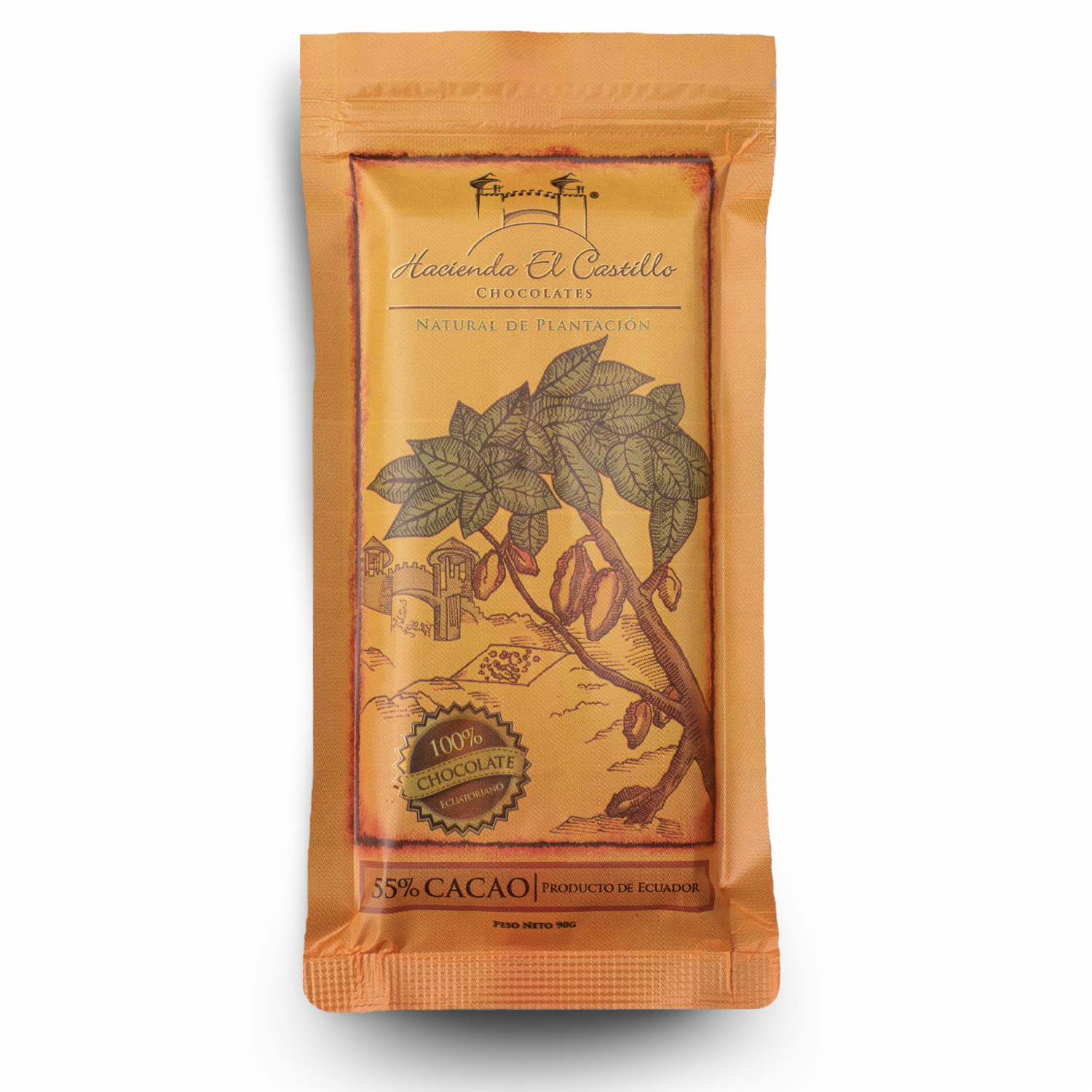 Chocolate 55% Cacao Ecuatoriano HACIENDA EL CASTILLO 90 G