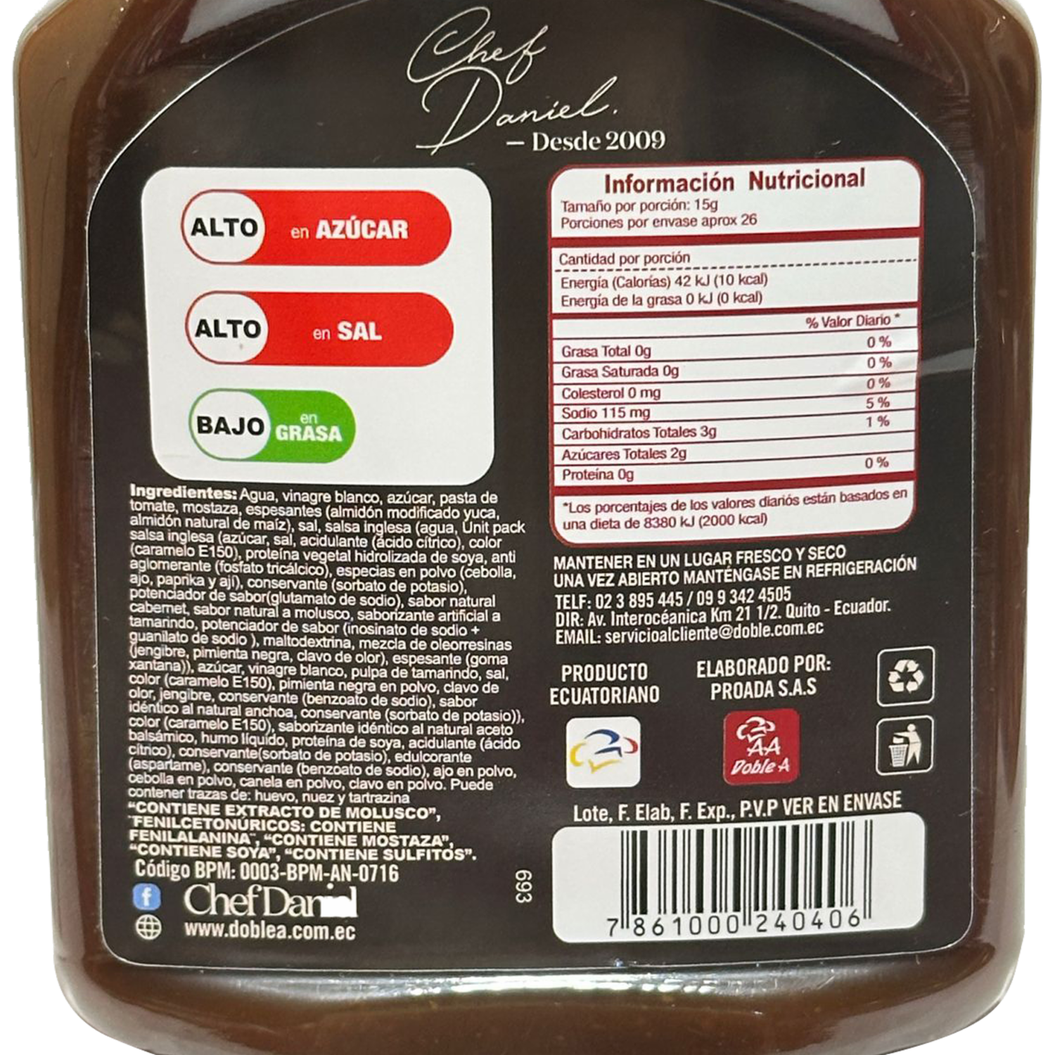 Salsa Bbq Clásica CHEF DANIEL 400 G