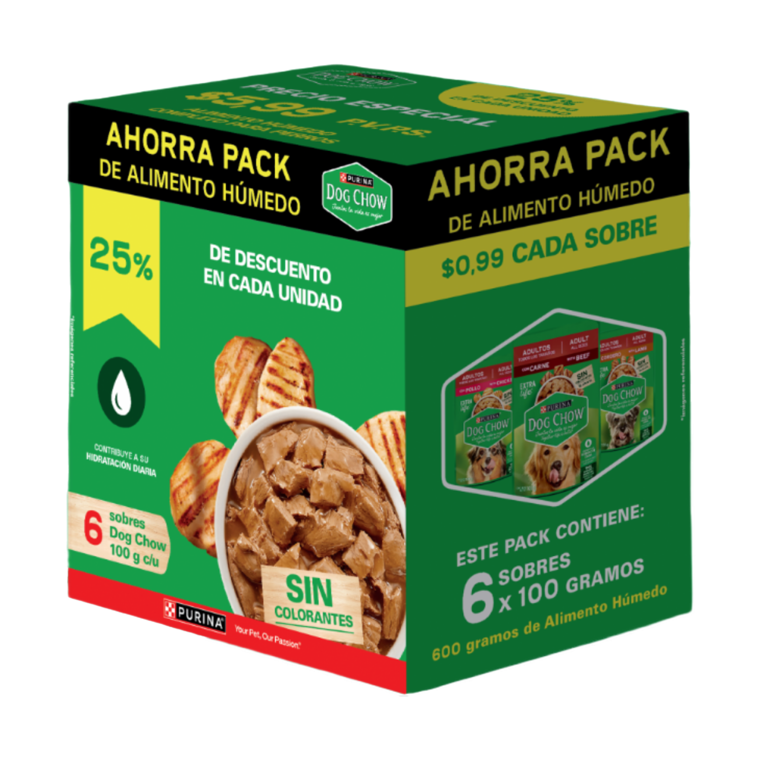 Alimento Húmedo Para Perros Dog Chow Sabores Surtidos PURINA DOG CHOW Multipack X 6 X 100 G