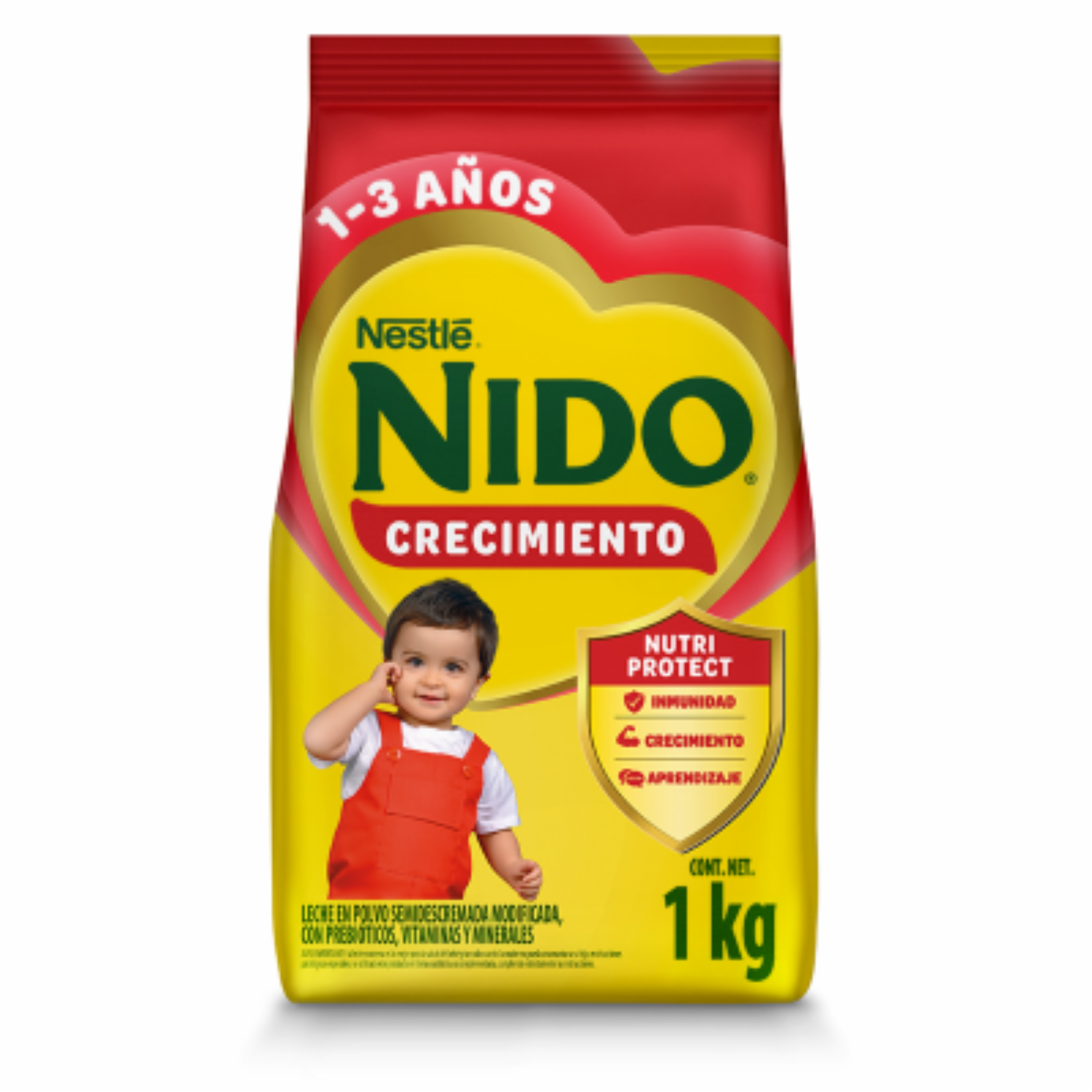 Leche En Polvo Semidescremada Con Prebióticos, Minerales, Vitamina Y DHA 1+ En 3 X 2 NIDO 3000 G