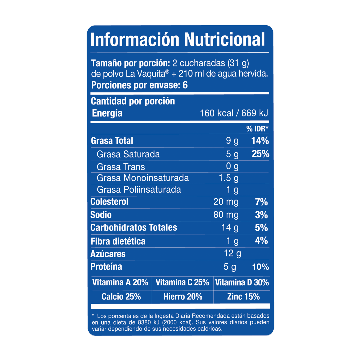 Leche En Polvo Entera LA VAQUITA 190 G