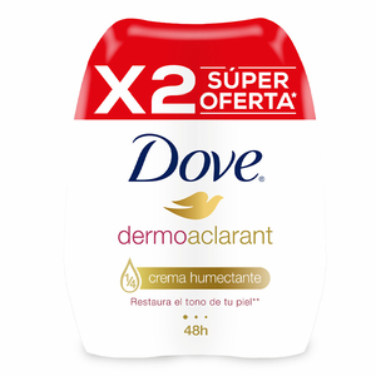 Desodorante En Roll On Para Dama Dermo Aclarant Con Crema Humectante DOVE 2 X 50 Ml