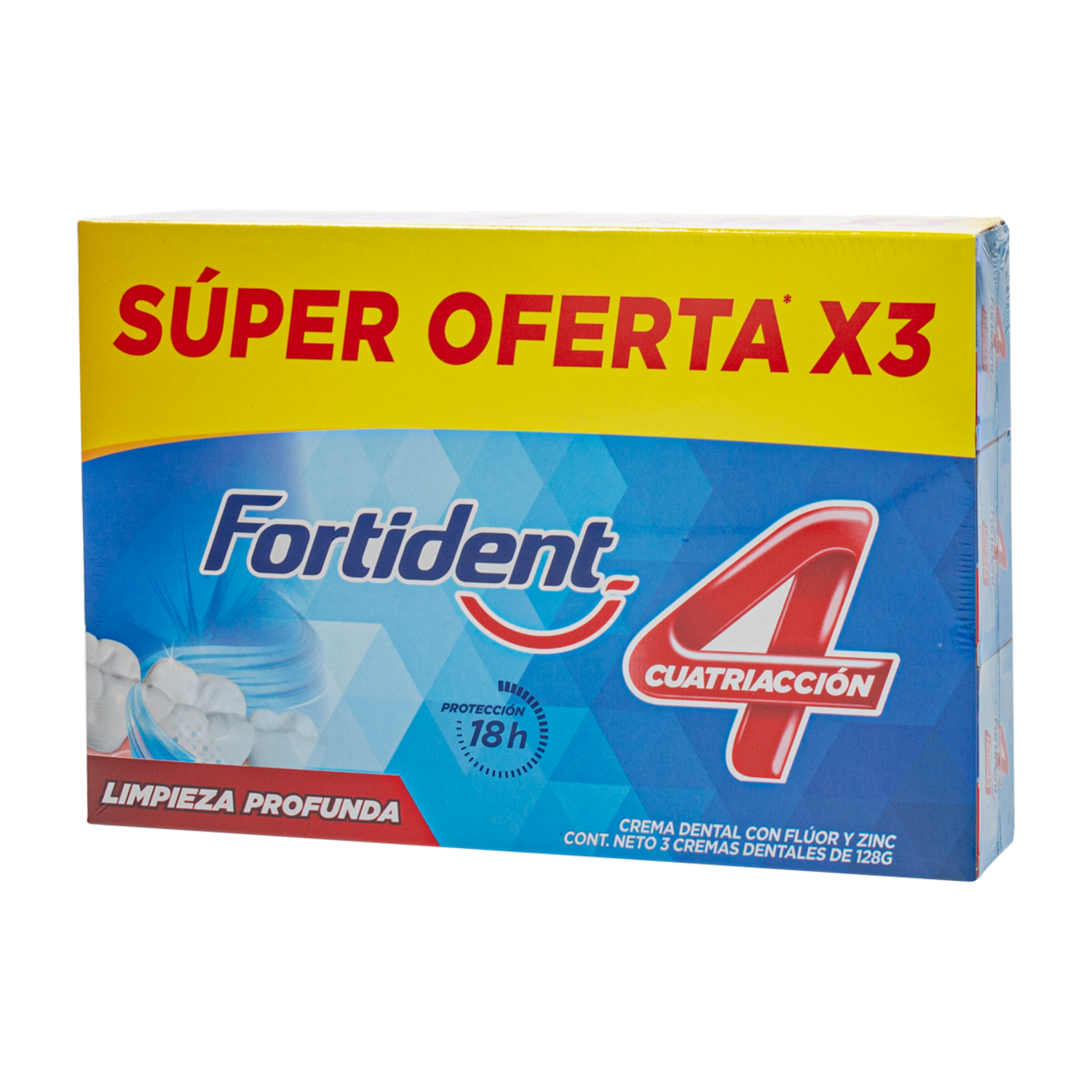 Pasta Dental Limpieza Profunda FORTIDENT 3 X 128 G