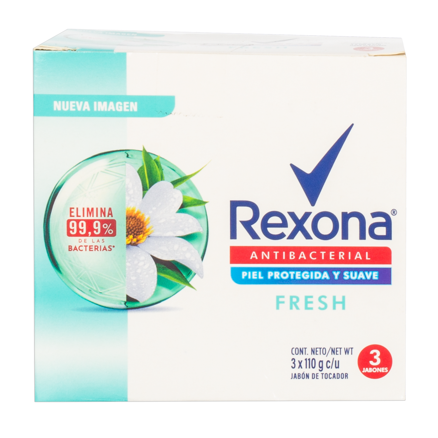Jabón En Barra Antibacterial Fresh REXONA 3 X 110 G