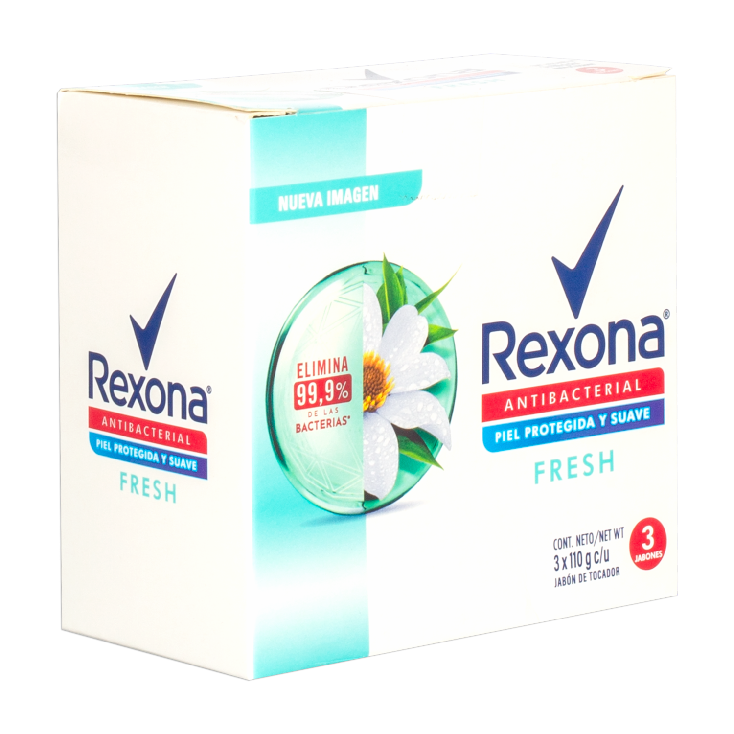 Jabón En Barra Antibacterial Fresh REXONA 3 X 110 G