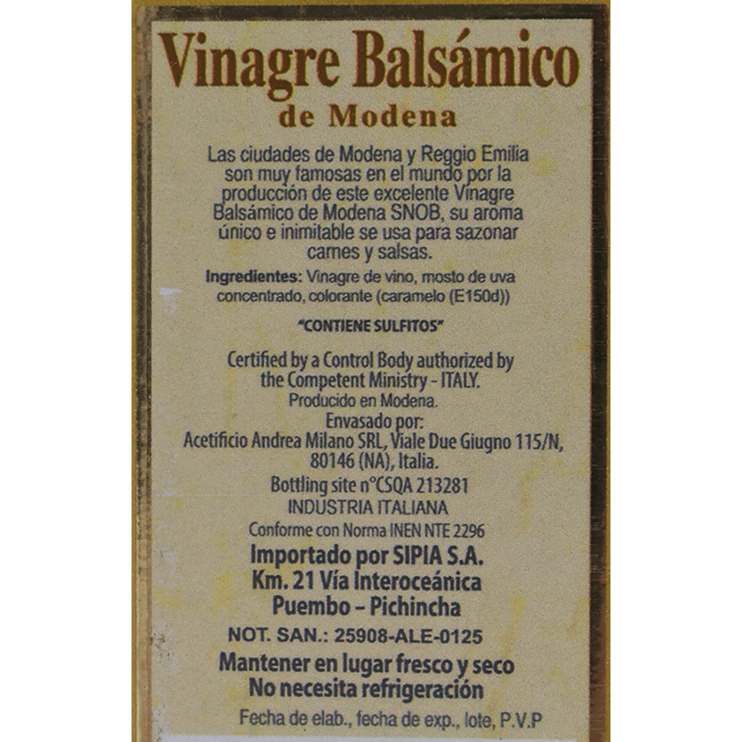 Vinagre Balsámico SNOB 500 Ml