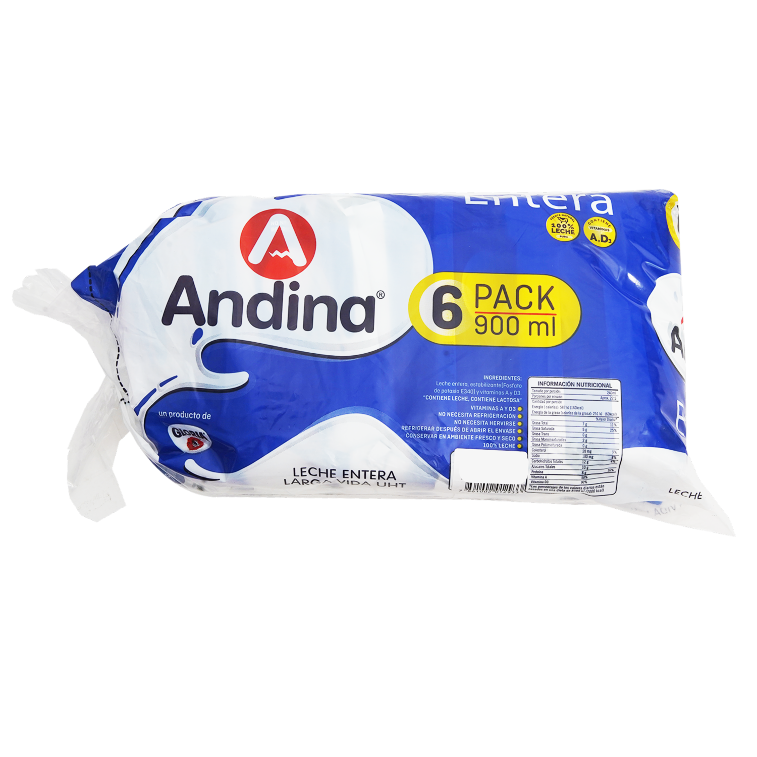 Leche Entera En Funda ANDINA 6 X 900 ml